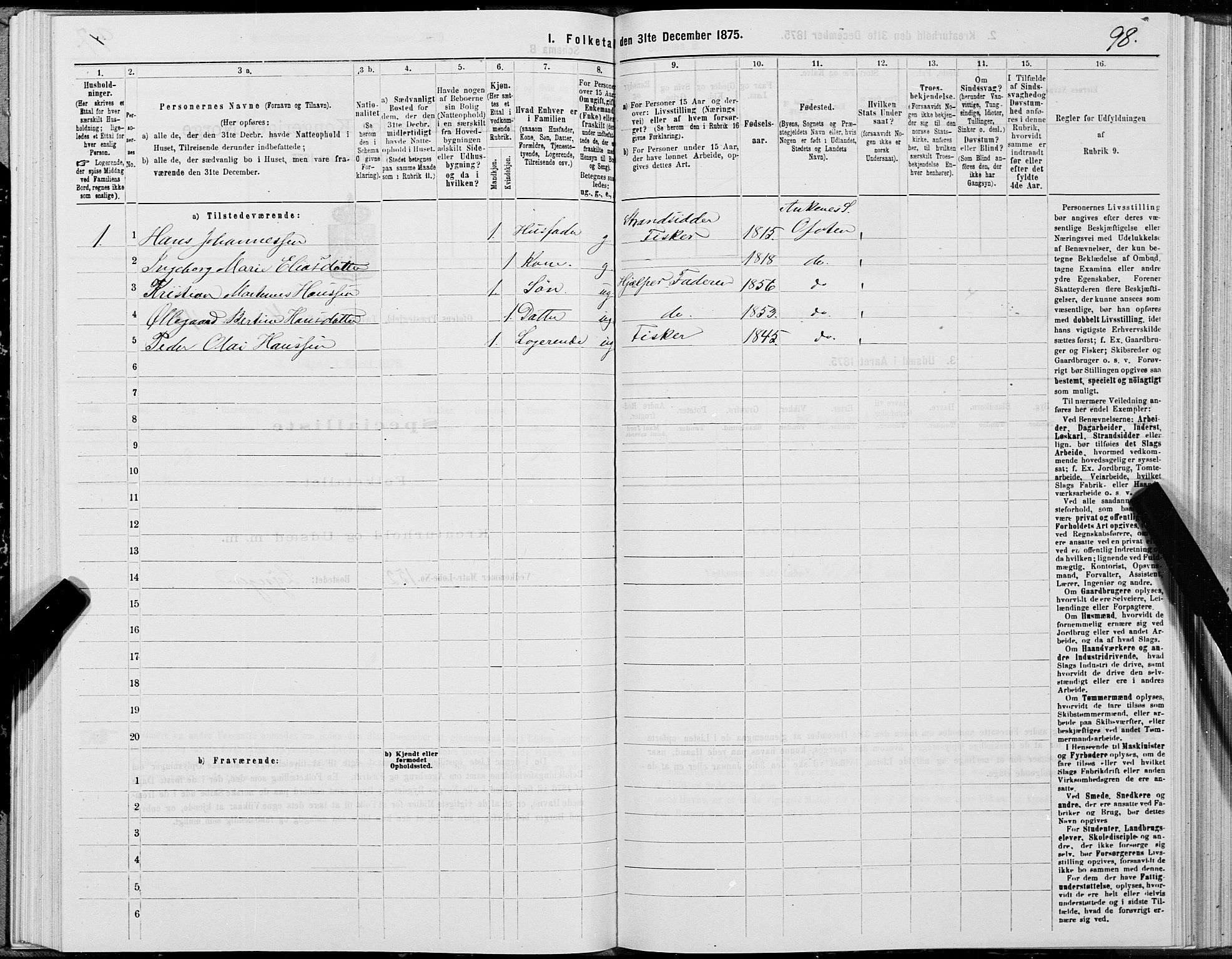 SAT, 1875 census for 1853P Ofoten, 1875, p. 3098