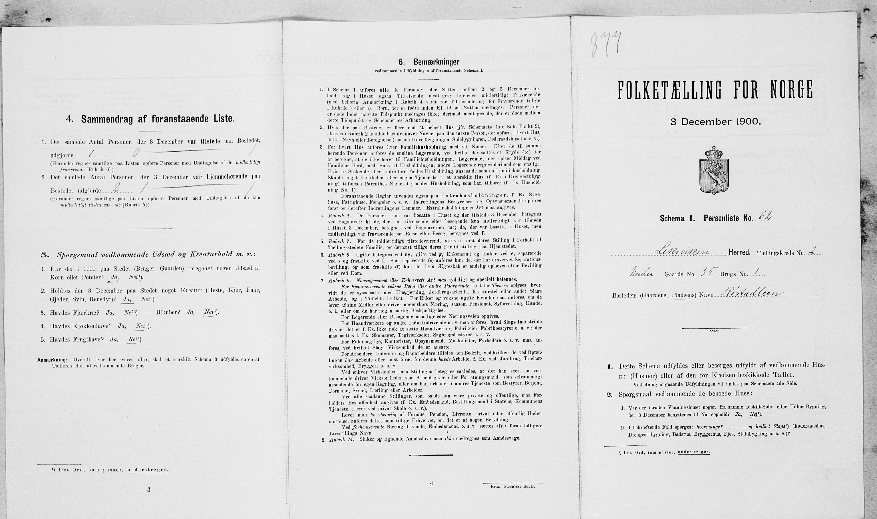 SAT, 1900 census for Leksvik, 1900, p. 280