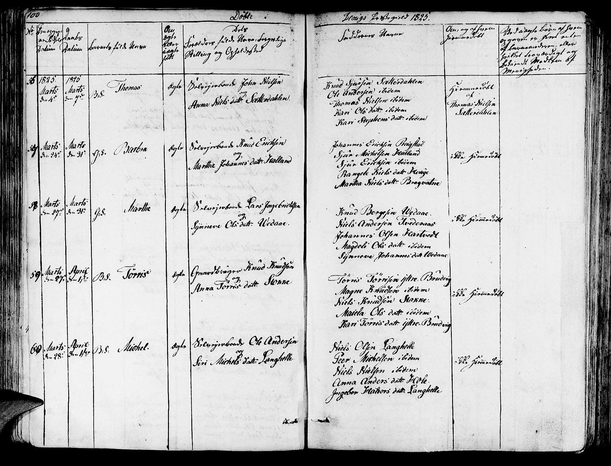 Haus sokneprestembete, AV/SAB-A-75601/H/Haa: Parish register (official) no. A 13, 1821-1827, p. 100