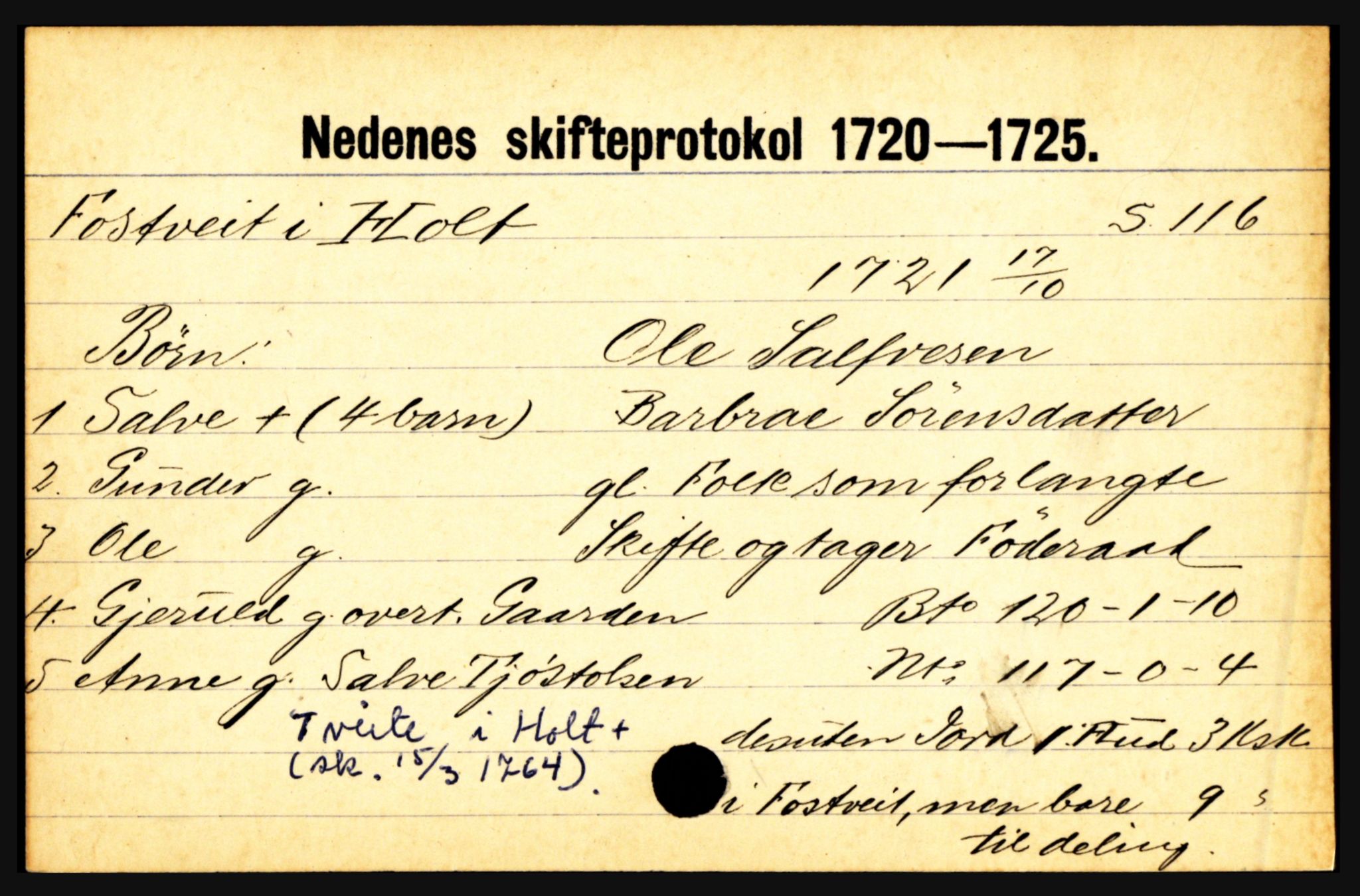 Nedenes sorenskriveri før 1824, AV/SAK-1221-0007/H, p. 7561