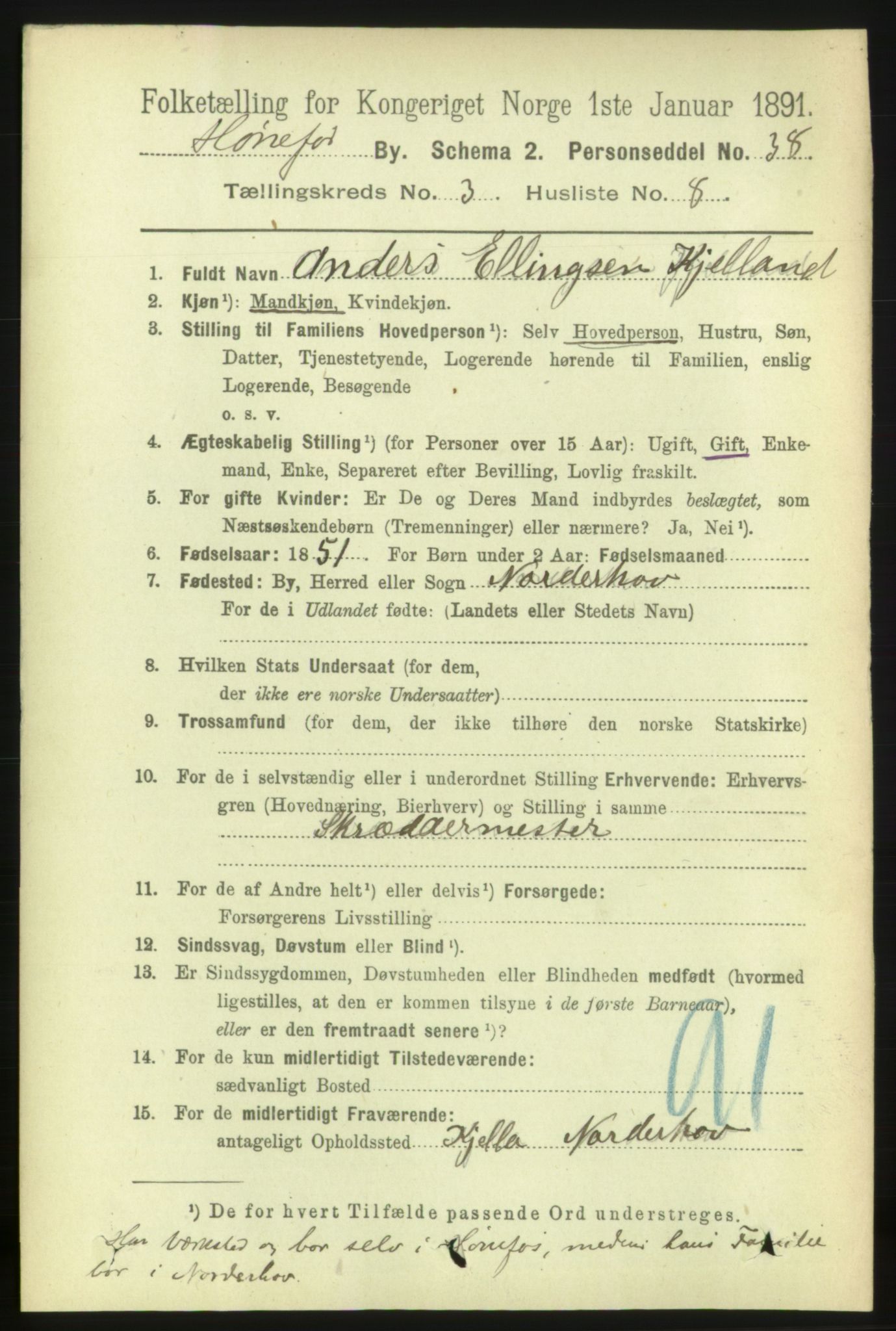 RA, 1891 census for 0601 Hønefoss, 1891, p. 780