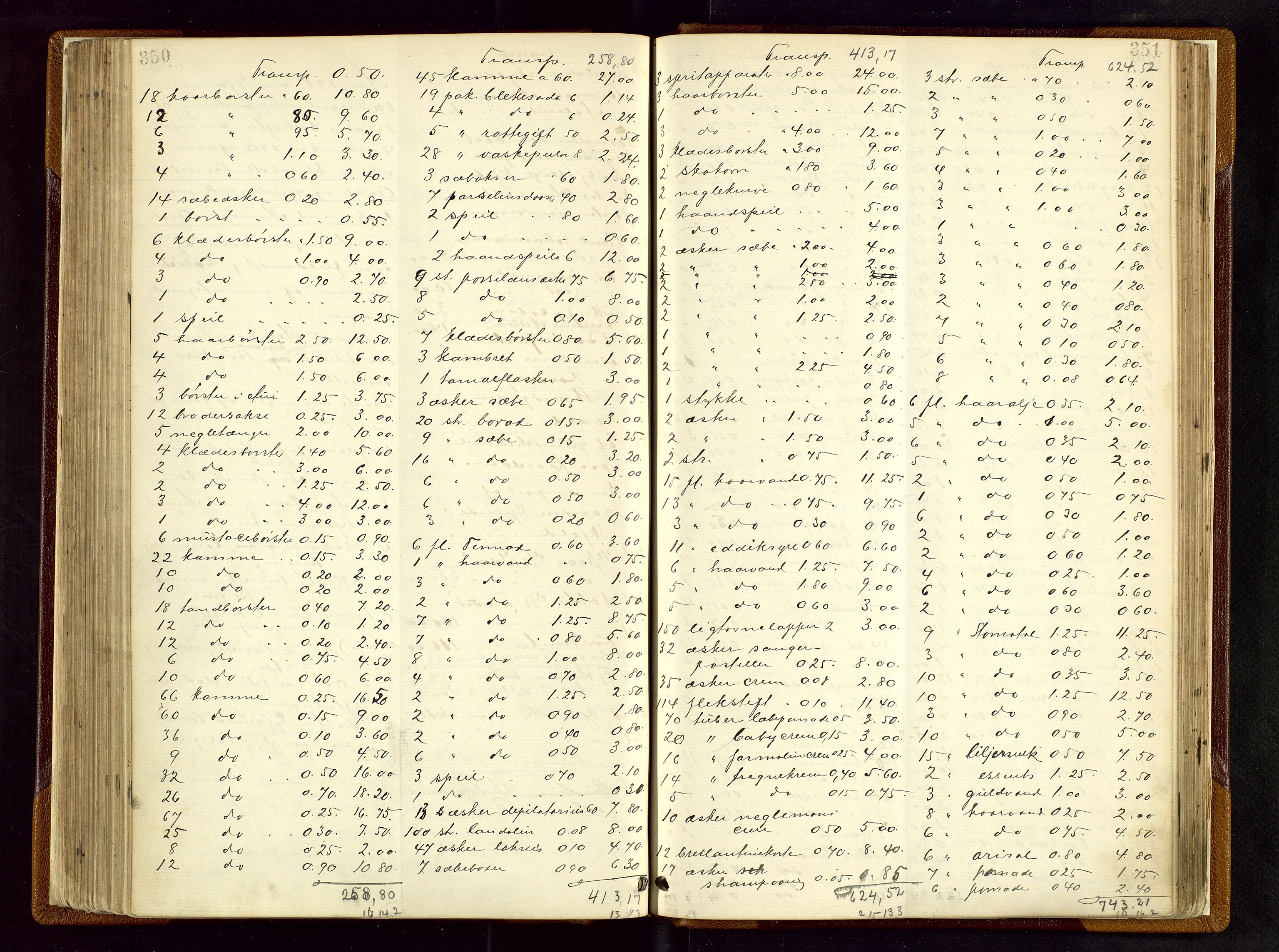 Haugesund tingrett, AV/SAST-A-101415/01/IV/IVB/L0003: Skifteregistreringsprotokoll, med register, 1898-1914, p. 350-351