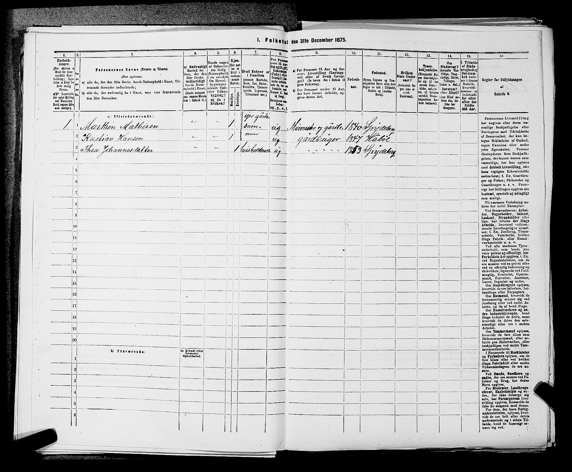 RA, 1875 census for 0123P Spydeberg, 1875, p. 66