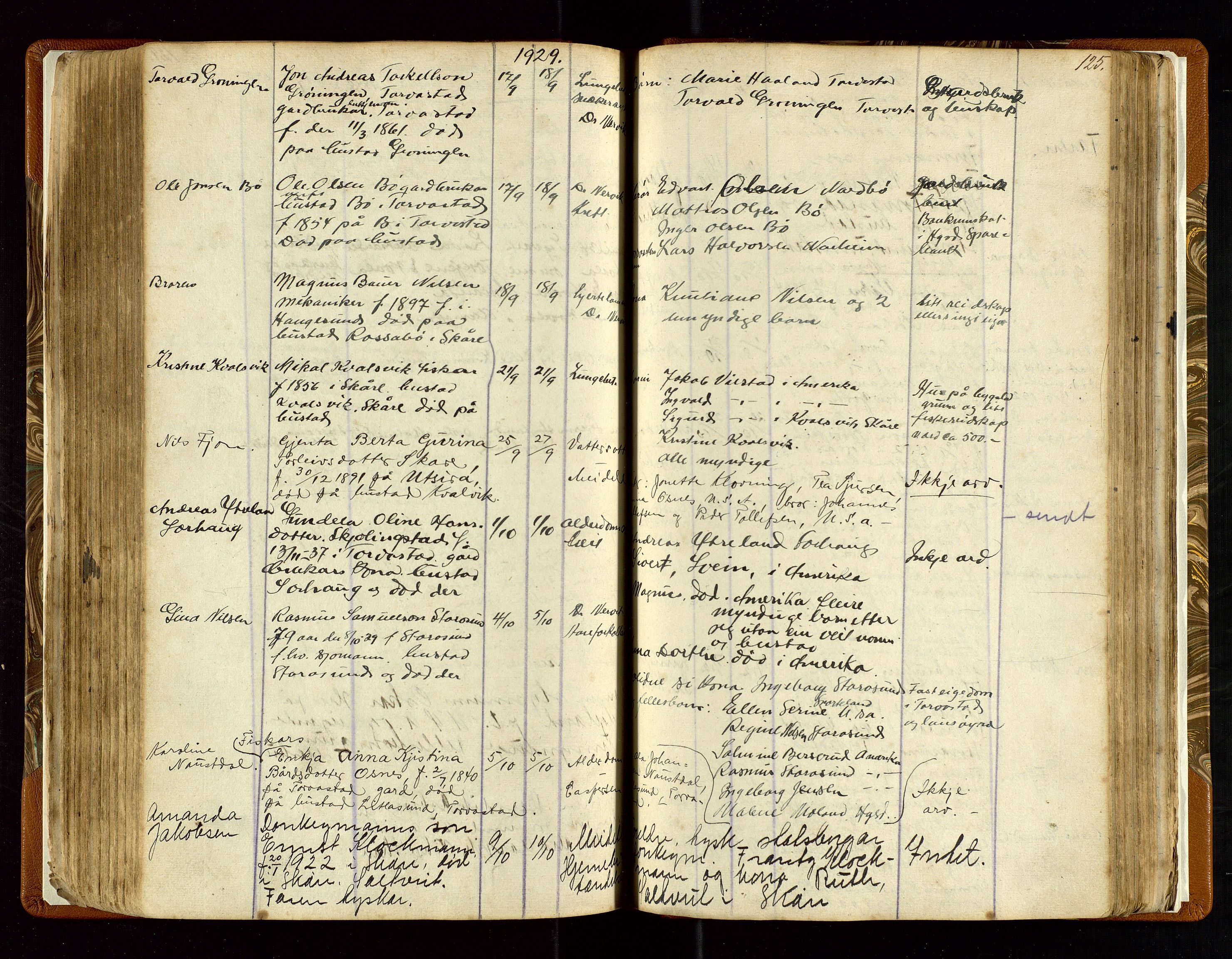 Torvestad lensmannskontor, AV/SAST-A-100307/1/Gga/L0001: "Protocol over Straffanger i Torvestads Thinglaugs Lensmandsarrest", 1883-1931, p. 125