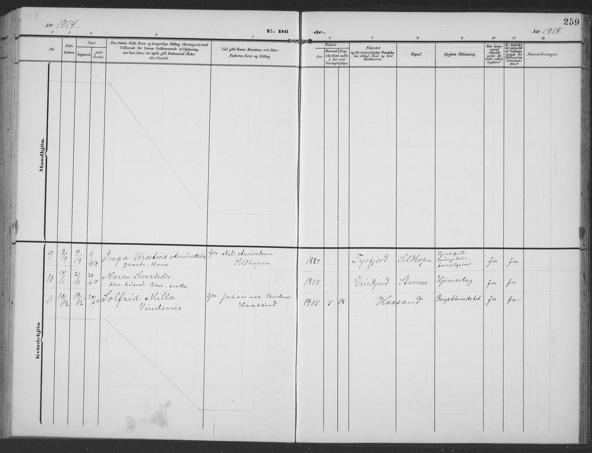 Ministerialprotokoller, klokkerbøker og fødselsregistre - Nordland, AV/SAT-A-1459/858/L0835: Parish register (copy) no. 858C02, 1904-1940, p. 259