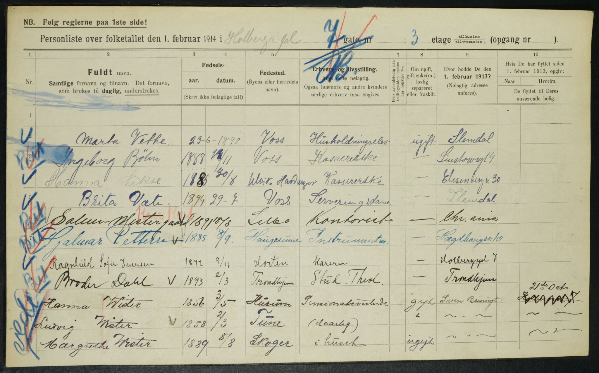 OBA, Municipal Census 1914 for Kristiania, 1914, p. 40684