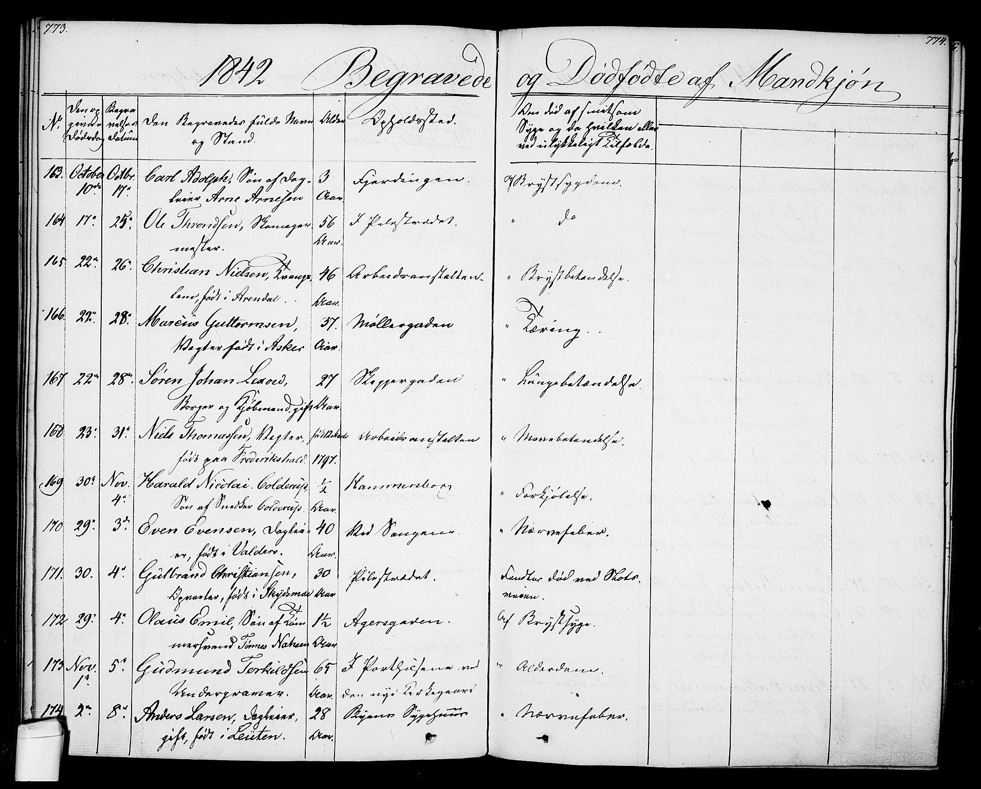 Oslo domkirke Kirkebøker, SAO/A-10752/F/Fa/L0024: Parish register (official) no. 24, 1833-1846, p. 773-774