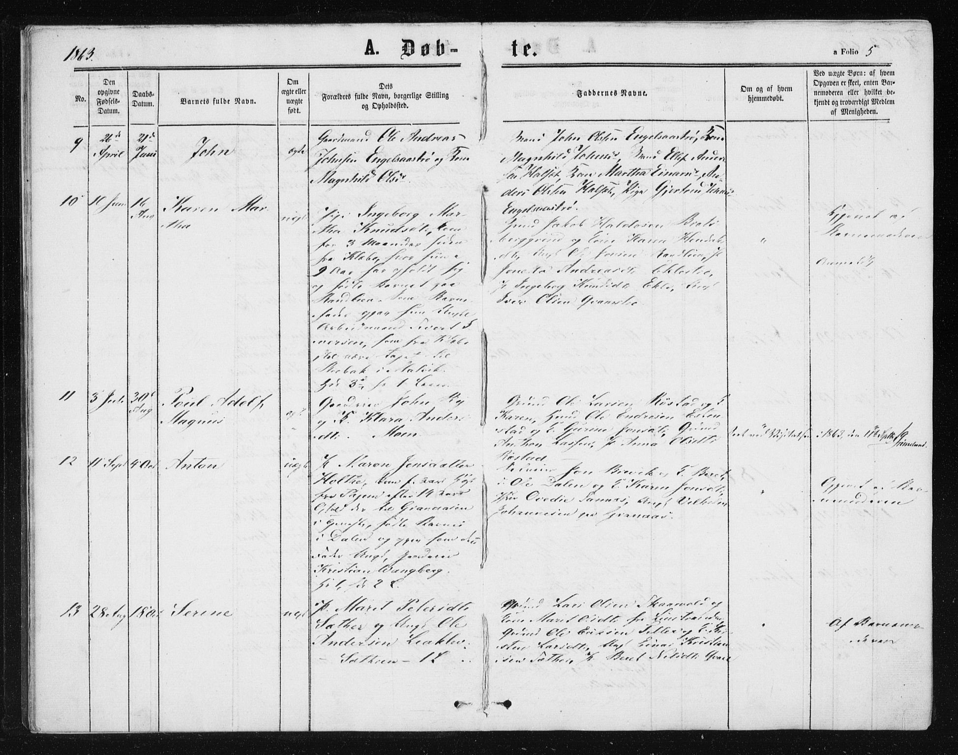 Ministerialprotokoller, klokkerbøker og fødselsregistre - Sør-Trøndelag, SAT/A-1456/608/L0333: Parish register (official) no. 608A02, 1862-1876, p. 5