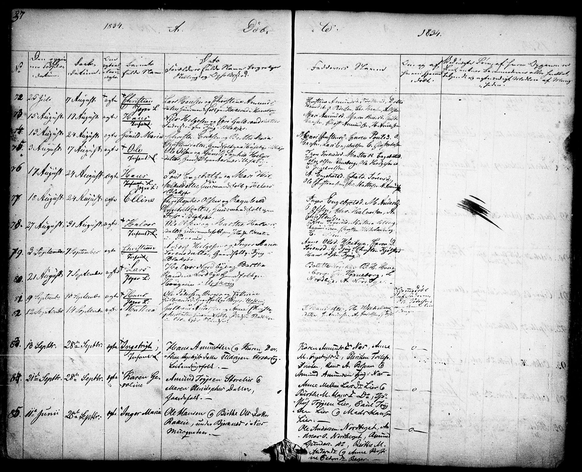 Aurskog prestekontor Kirkebøker, SAO/A-10304a/F/Fa/L0006: Parish register (official) no. I 6, 1829-1853, p. 37