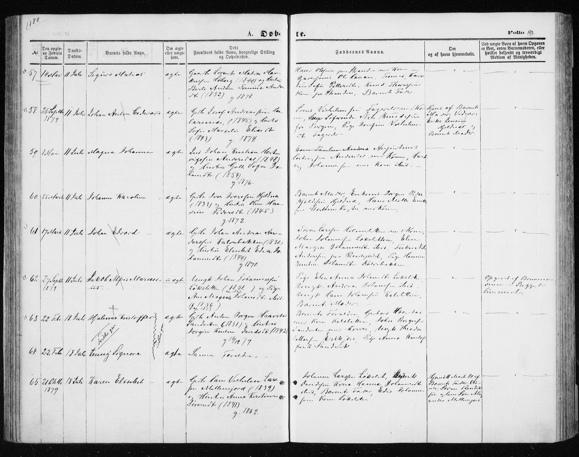 Tromsøysund sokneprestkontor, AV/SATØ-S-1304/G/Ga/L0003kirke: Parish register (official) no. 3, 1875-1880, p. 89