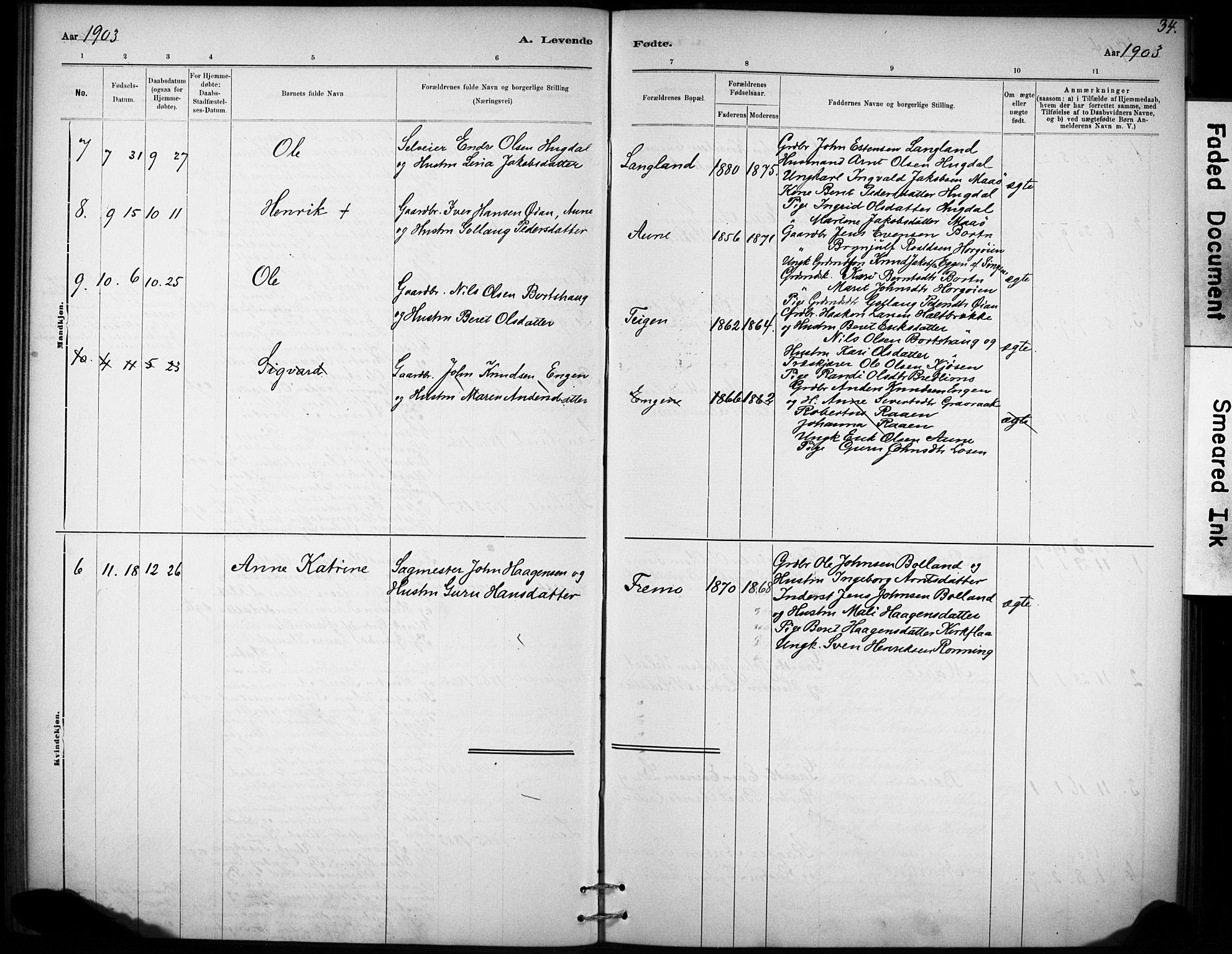 Ministerialprotokoller, klokkerbøker og fødselsregistre - Sør-Trøndelag, AV/SAT-A-1456/693/L1119: Parish register (official) no. 693A01, 1887-1905, p. 34