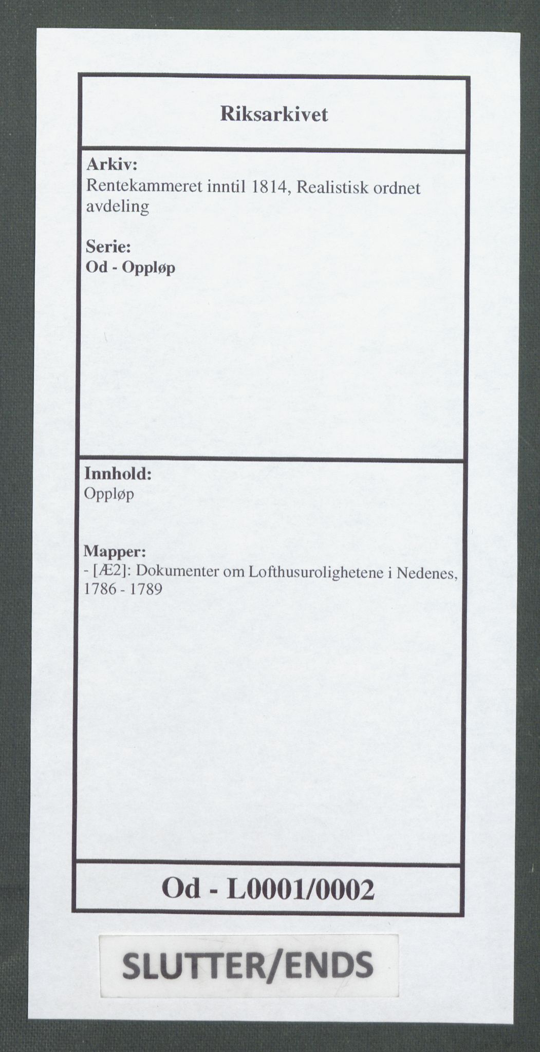 Rentekammeret inntil 1814, Realistisk ordnet avdeling, AV/RA-EA-4070/Od/L0001/0002: Oppløp / [Æ2]: Dokumenter om Lofthusurolighetene i Nedenes, 1786-1789, p. 805