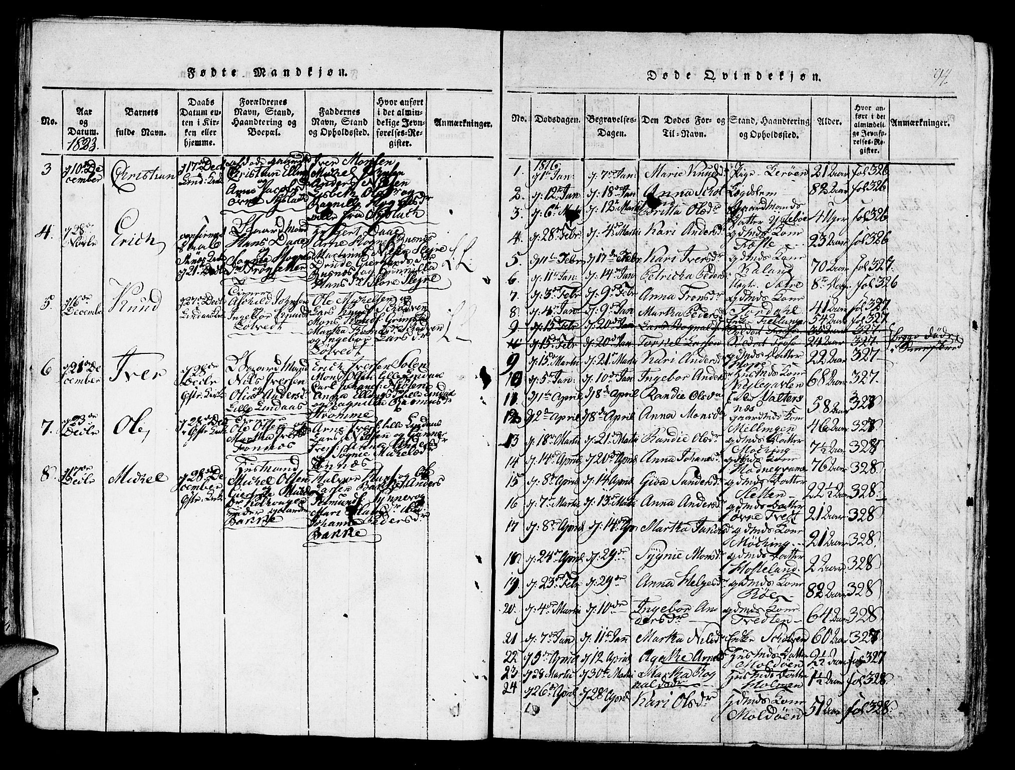 Lindås Sokneprestembete, AV/SAB-A-76701/H/Haa/Haaa/L0007: Parish register (official) no. A 7, 1816-1823, p. 94