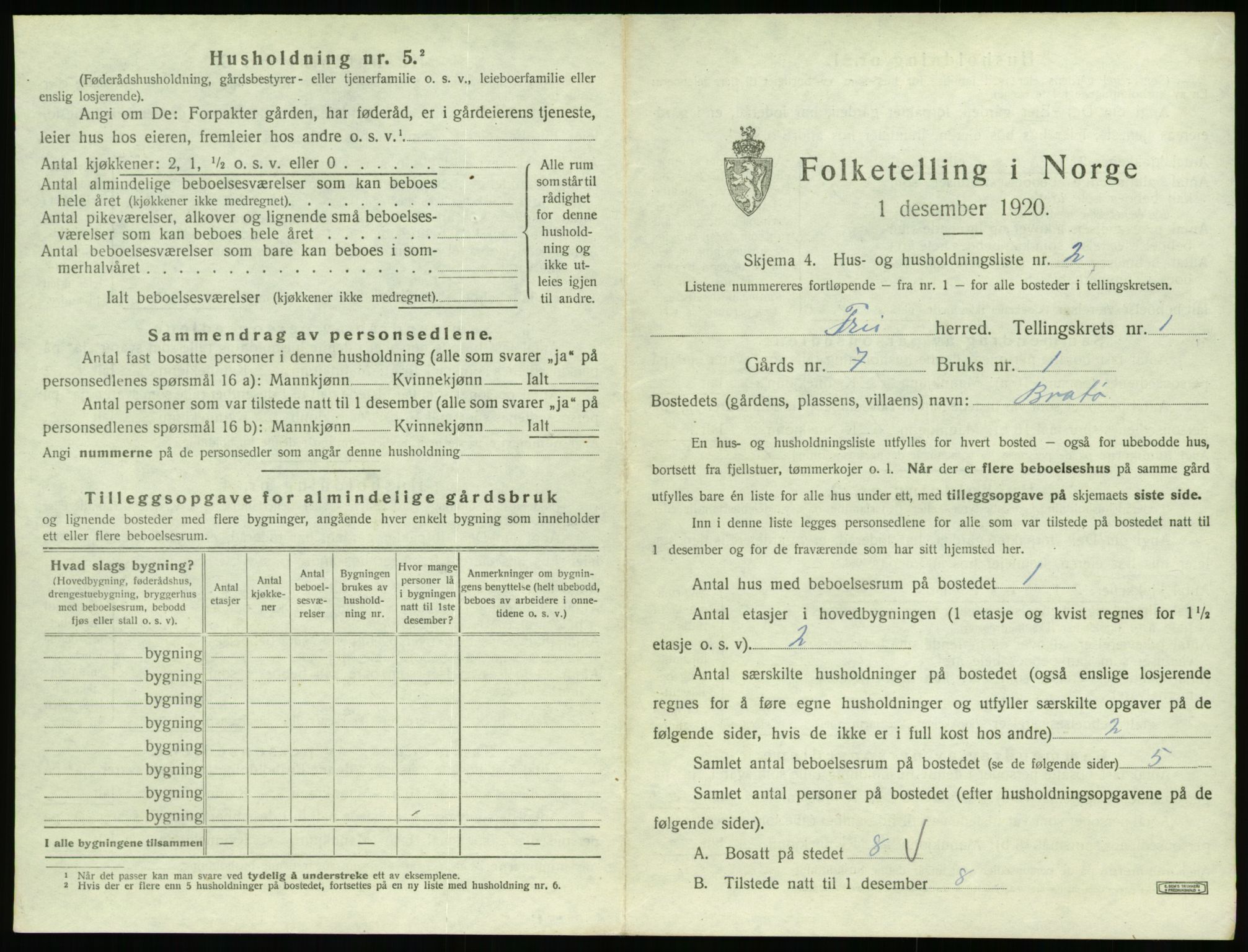 SAT, 1920 census for Frei, 1920, p. 27