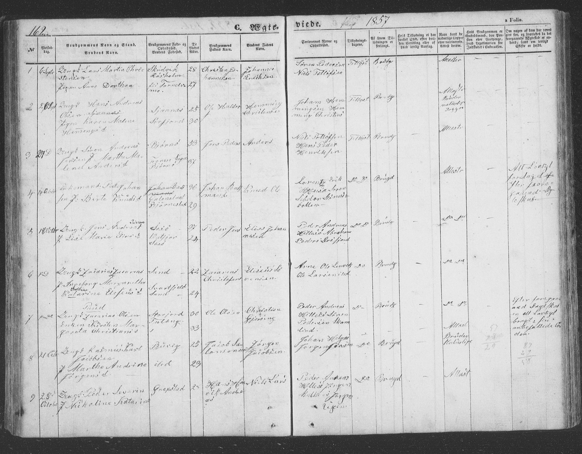 Lenvik sokneprestembete, SATØ/S-1310/H/Ha/Hab/L0020klokker: Parish register (copy) no. 20, 1855-1883, p. 162