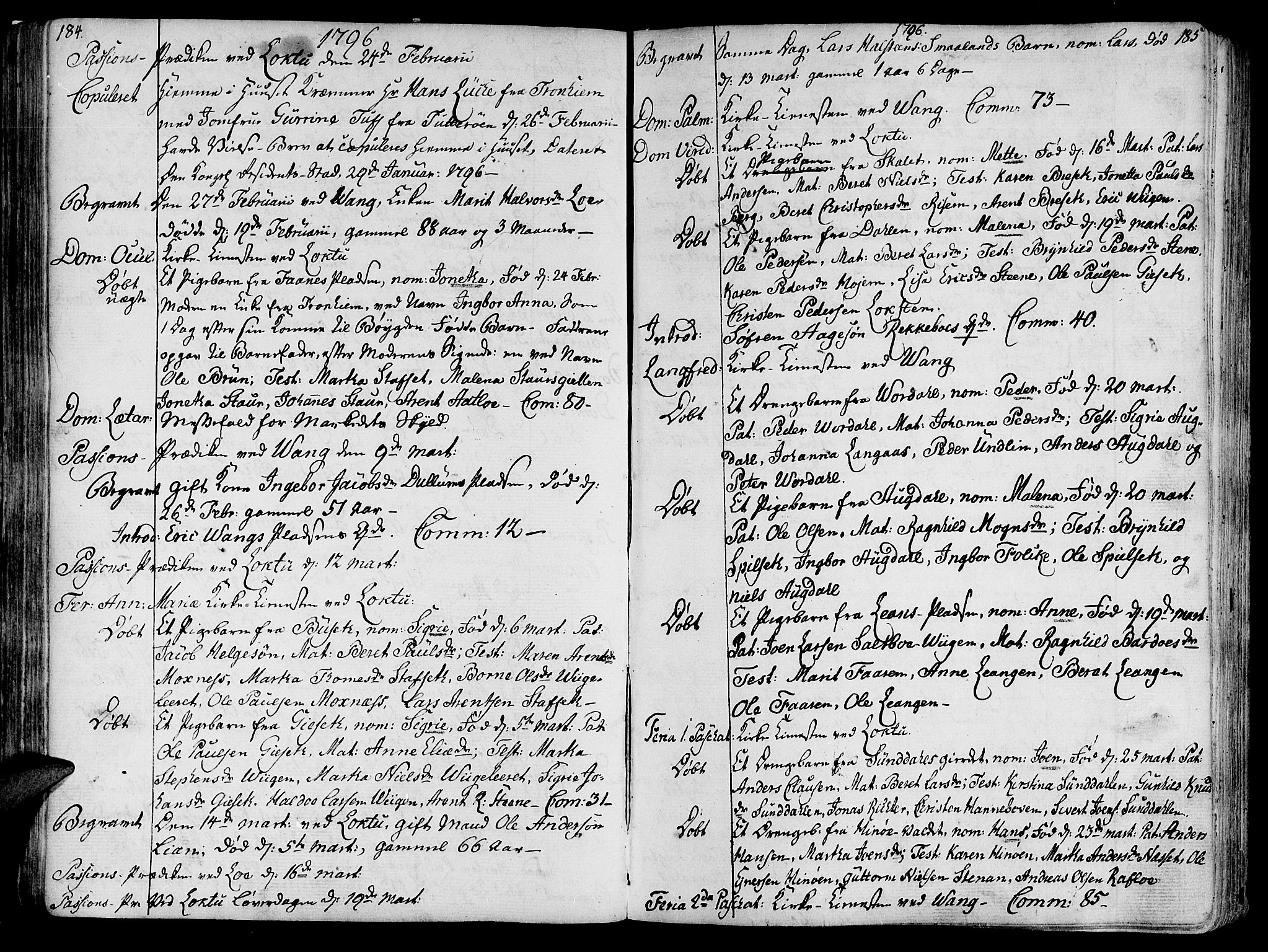 Ministerialprotokoller, klokkerbøker og fødselsregistre - Nord-Trøndelag, AV/SAT-A-1458/713/L0110: Parish register (official) no. 713A02, 1778-1811, p. 184-185