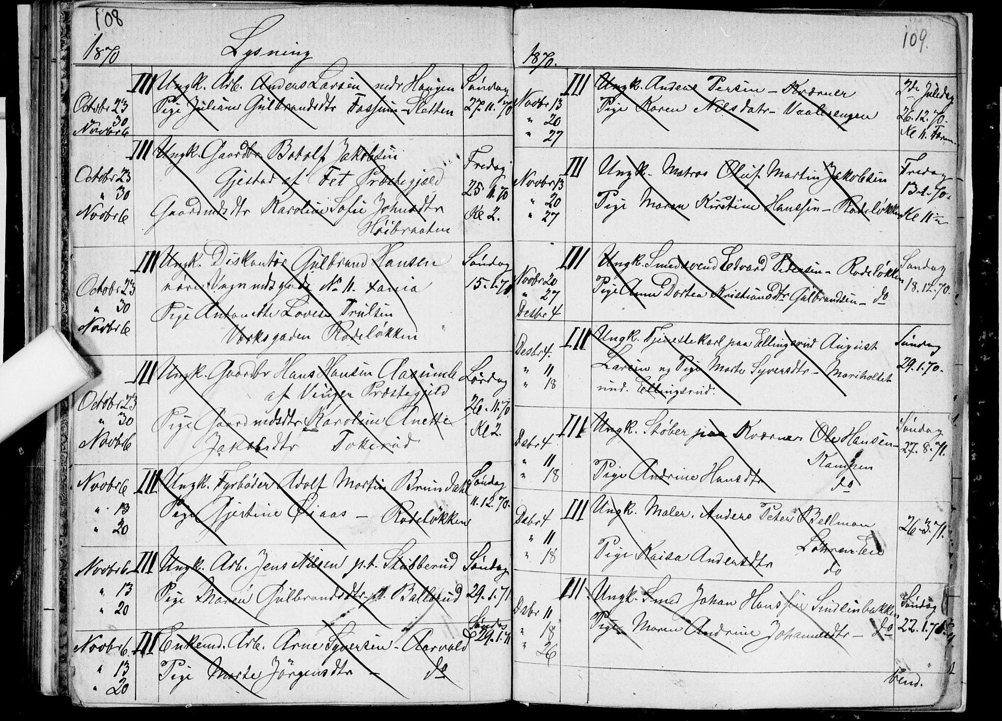 Østre Aker prestekontor Kirkebøker, SAO/A-10840/H/Ha/L0002: Banns register no. I 2, 1861-1872, p. 108-109