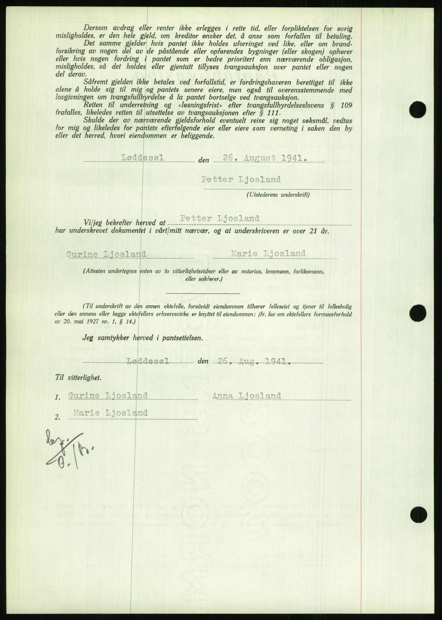 Nedenes sorenskriveri, AV/SAK-1221-0006/G/Gb/Gbb/L0001: Mortgage book no. I, 1939-1942, Diary no: : 717/1941