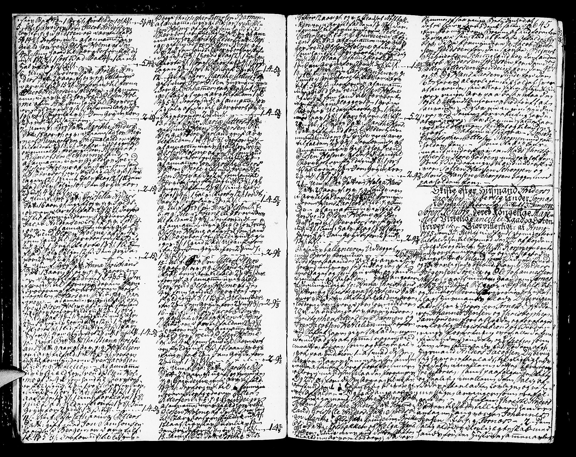 Sunnhordland sorenskrivar, SAB/A-2401/1/H/Ha/Haa/L0009: Skifteprotokollar. Register i protokoll. Fol. 639- ut, 1785-1787, p. 644b-645a