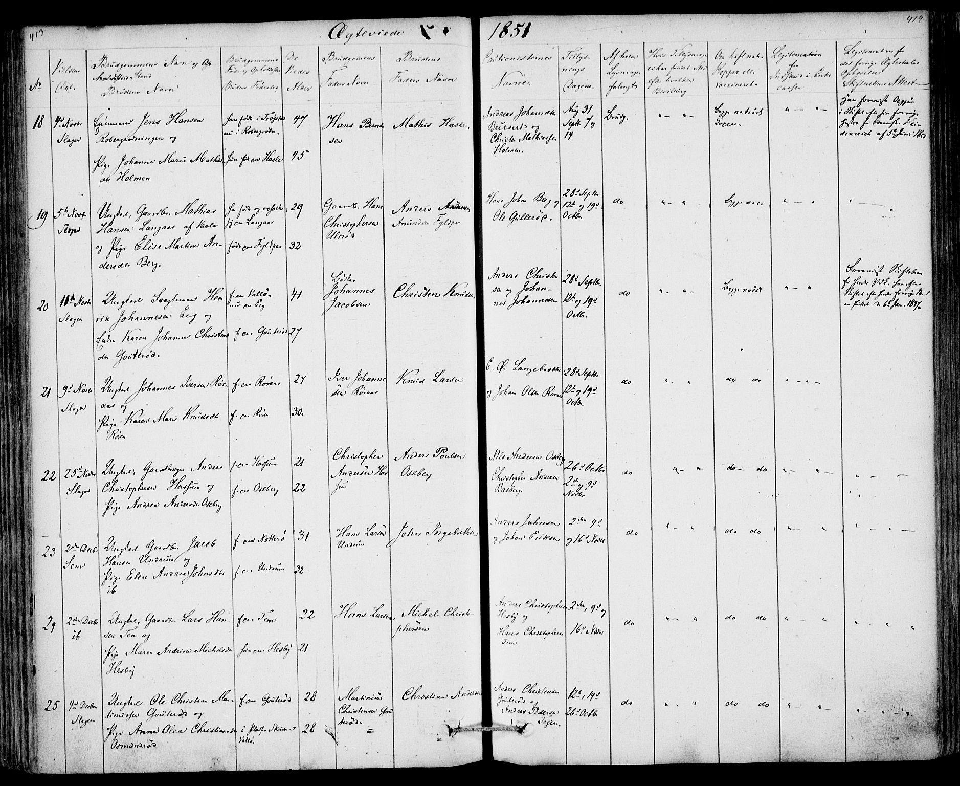 Sem kirkebøker, AV/SAKO-A-5/F/Fa/L0006: Parish register (official) no. I 6, 1843-1855, p. 413-414