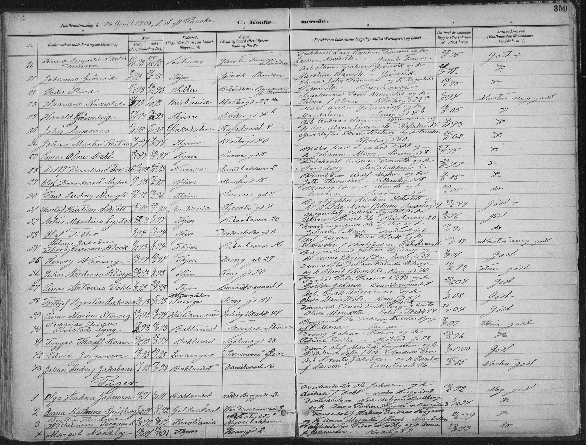 Ministerialprotokoller, klokkerbøker og fødselsregistre - Sør-Trøndelag, SAT/A-1456/601/L0062: Parish register (official) no. 601A30, 1891-1911, p. 359