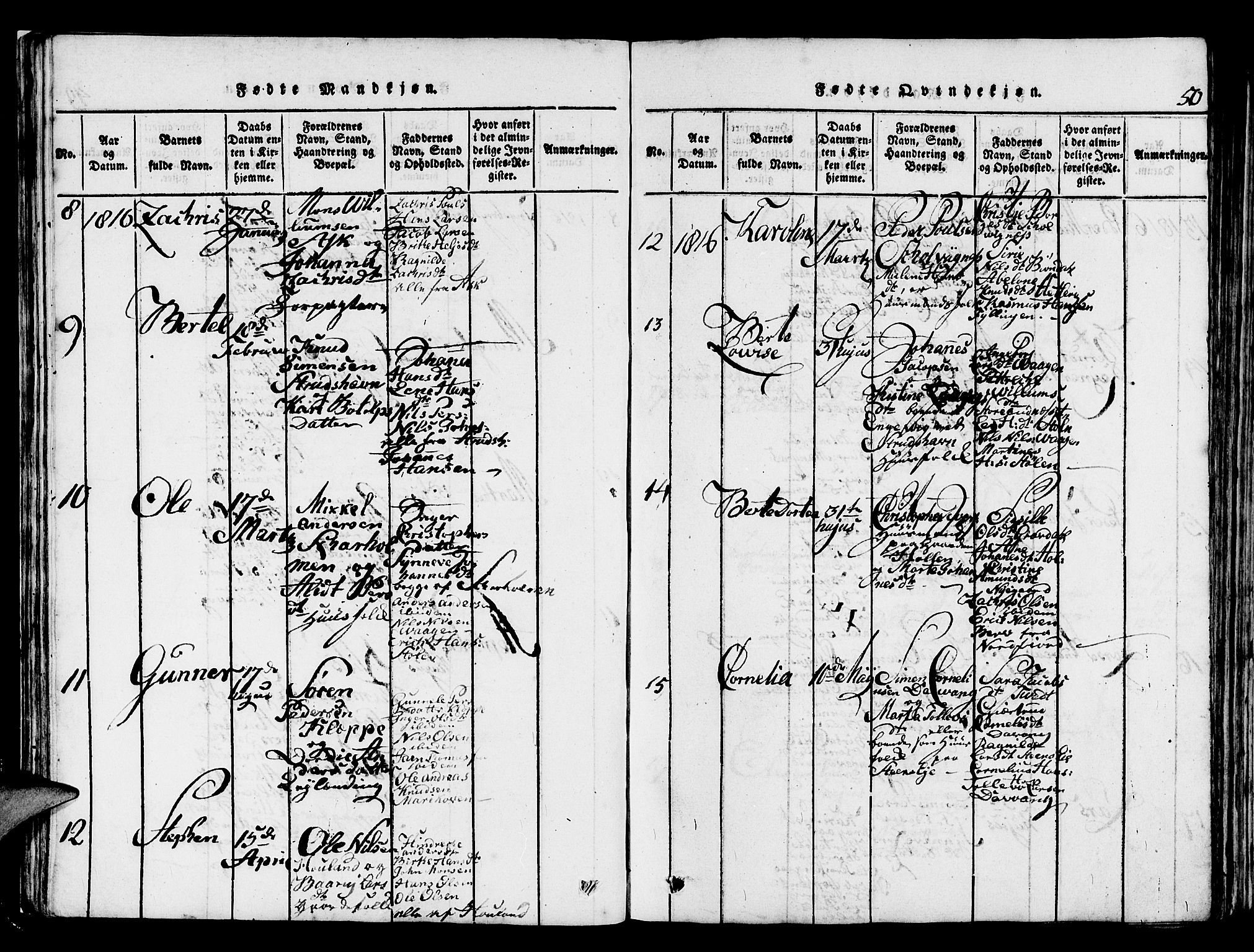 Askøy Sokneprestembete, AV/SAB-A-74101/H/Ha/Haa/Haaa/L0003: Parish register (official) no. A 3, 1815-1825, p. 50