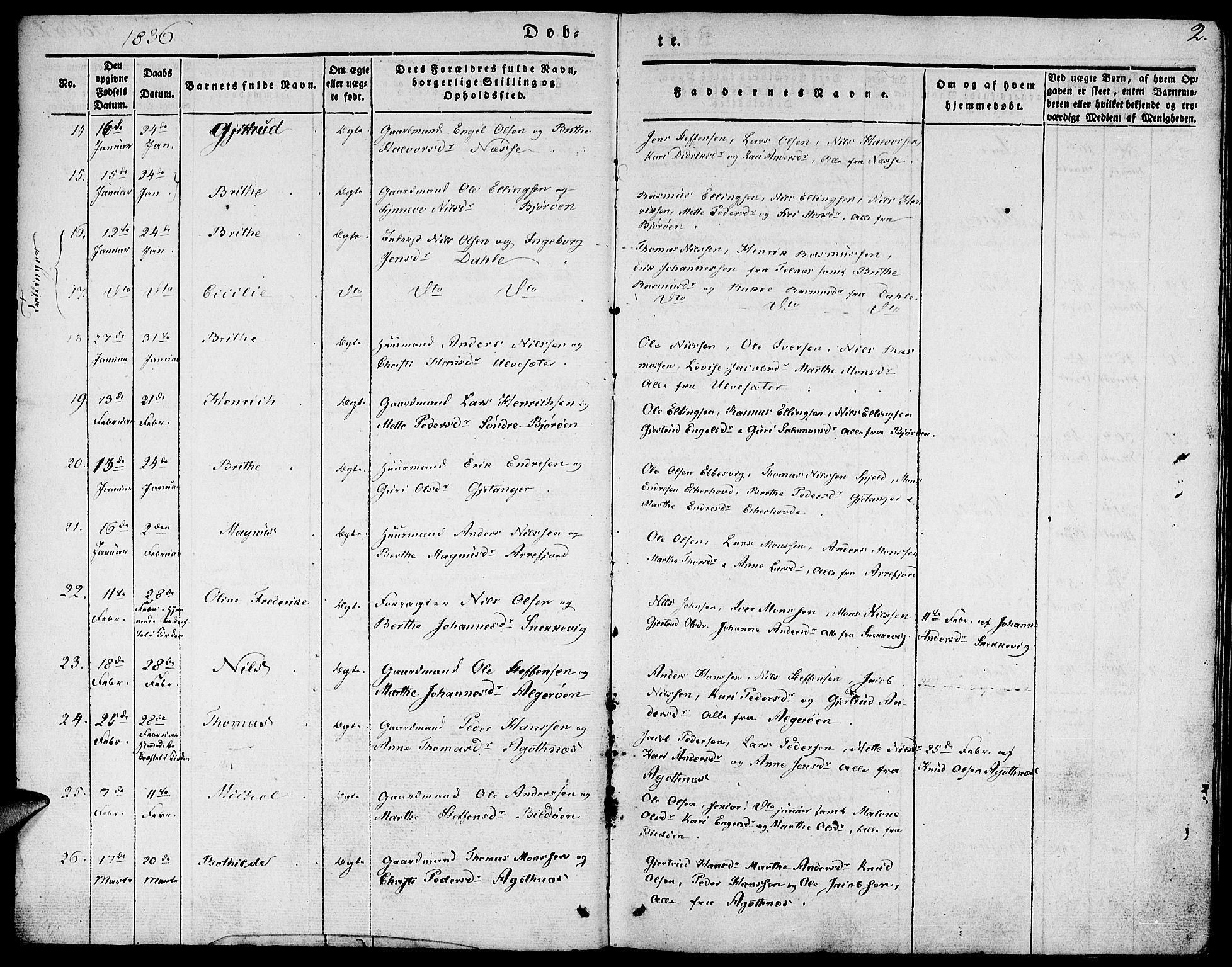Fjell sokneprestembete, SAB/A-75301/H/Haa: Parish register (official) no. A 1, 1835-1850, p. 2