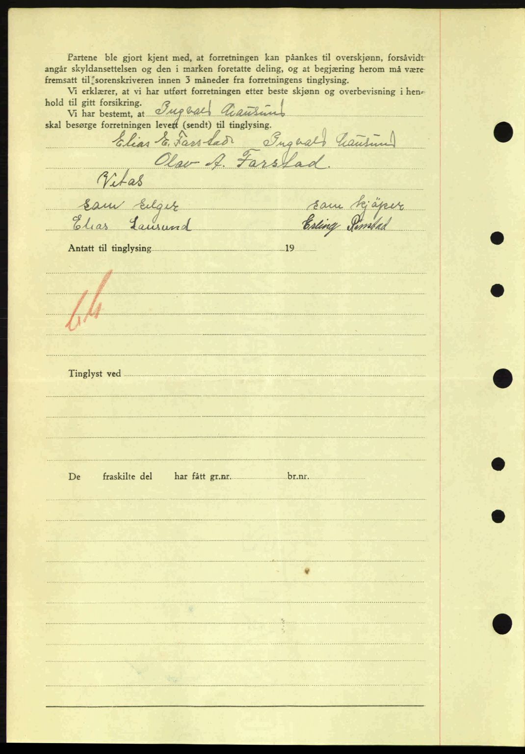 Nordre Sunnmøre sorenskriveri, AV/SAT-A-0006/1/2/2C/2Ca: Mortgage book no. A15, 1942-1943, Diary no: : 98/1943