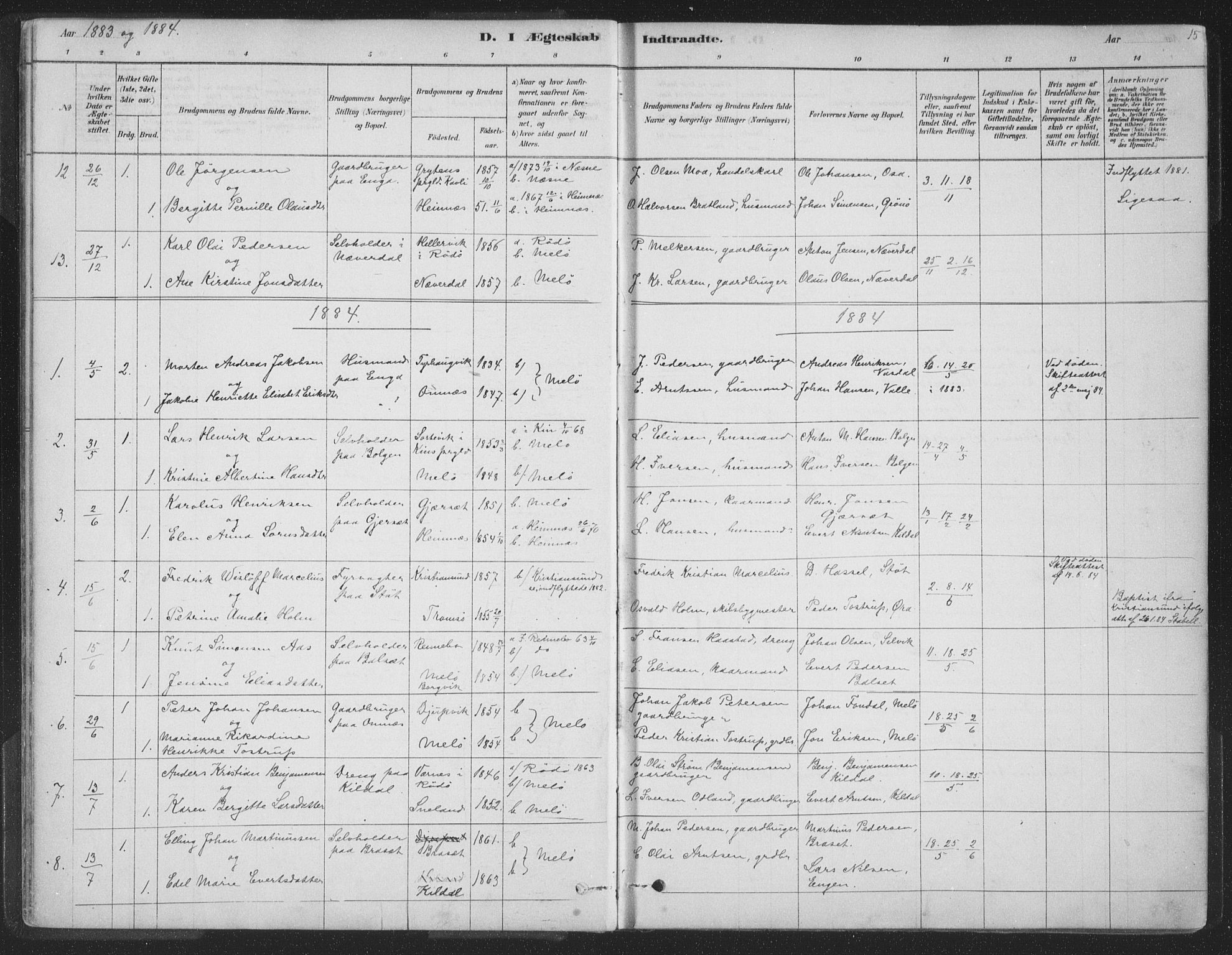 Ministerialprotokoller, klokkerbøker og fødselsregistre - Nordland, SAT/A-1459/843/L0627: Parish register (official) no. 843A02, 1878-1908, p. 15