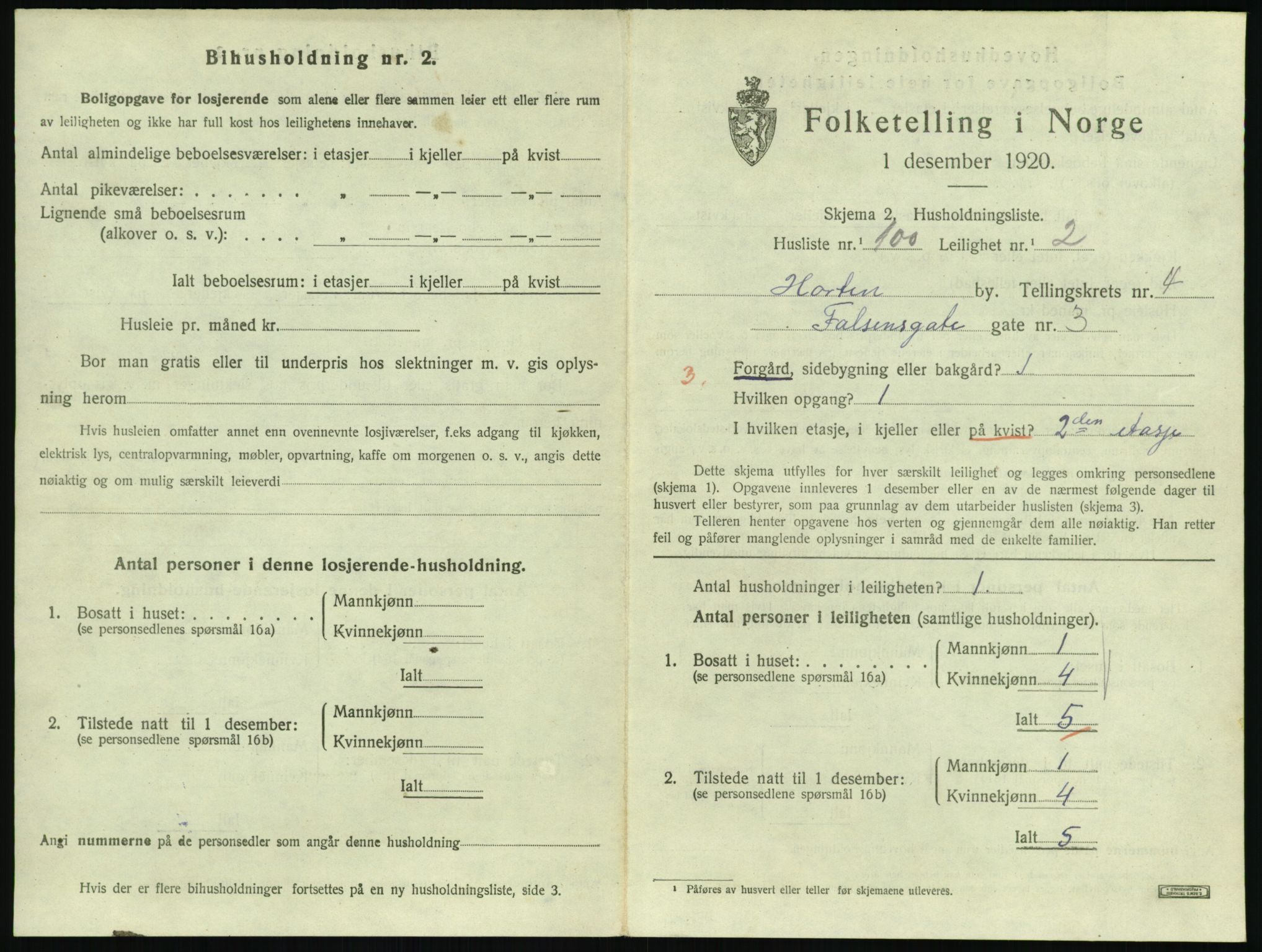 SAKO, 1920 census for Horten, 1920, p. 5299