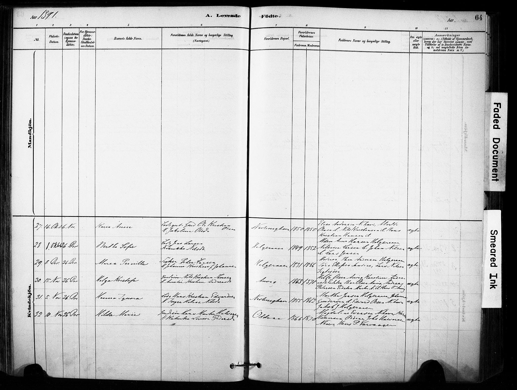 Brunlanes kirkebøker, AV/SAKO-A-342/F/Fb/L0001: Parish register (official) no. II 1, 1878-1899, p. 64