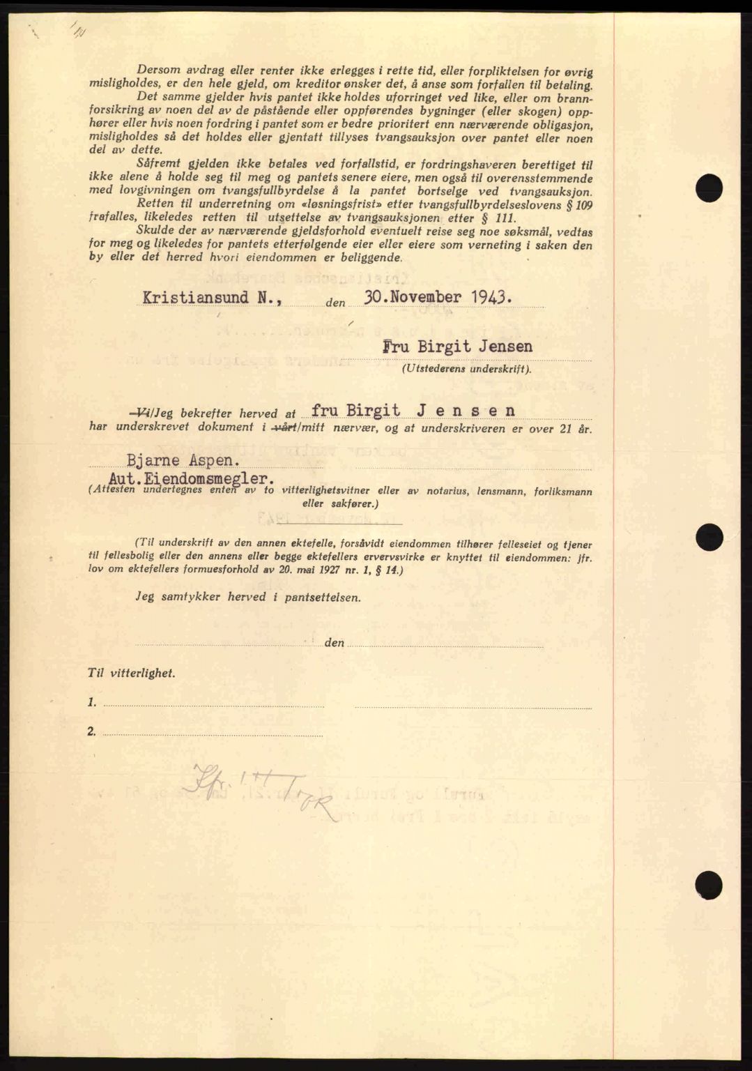 Nordmøre sorenskriveri, AV/SAT-A-4132/1/2/2Ca: Mortgage book no. B91, 1943-1944, Diary no: : 48/1944