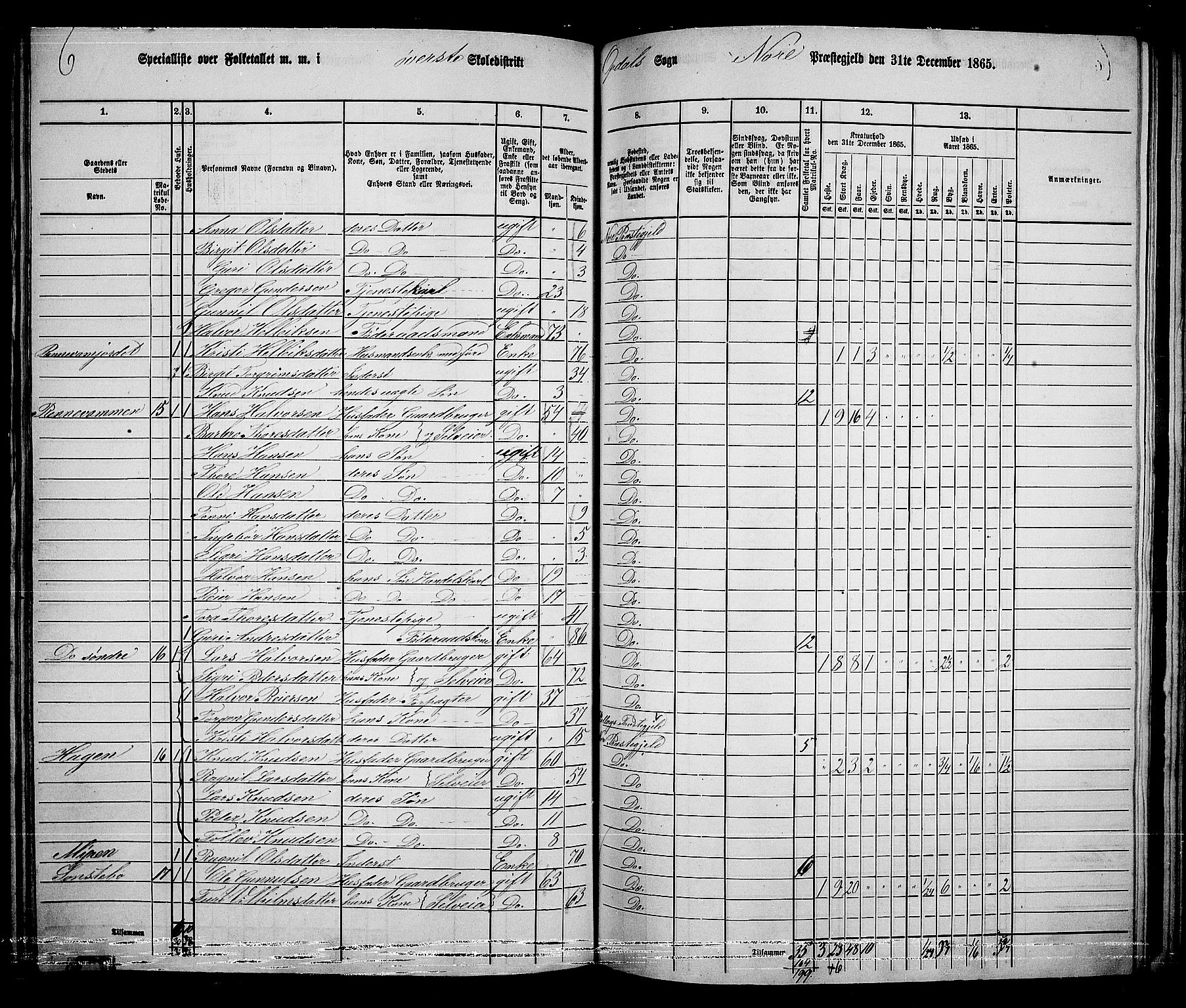 RA, 1865 census for Nore, 1865, p. 126