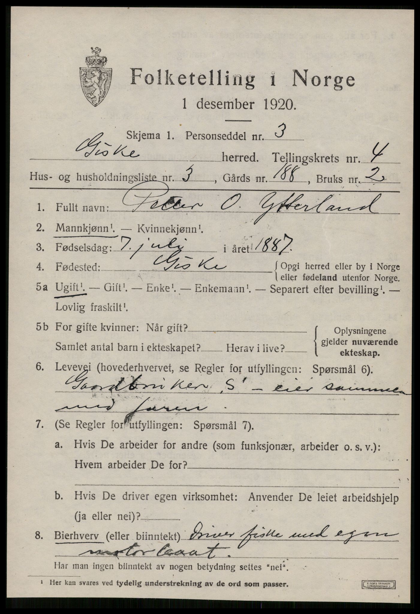 SAT, 1920 census for Giske, 1920, p. 2670