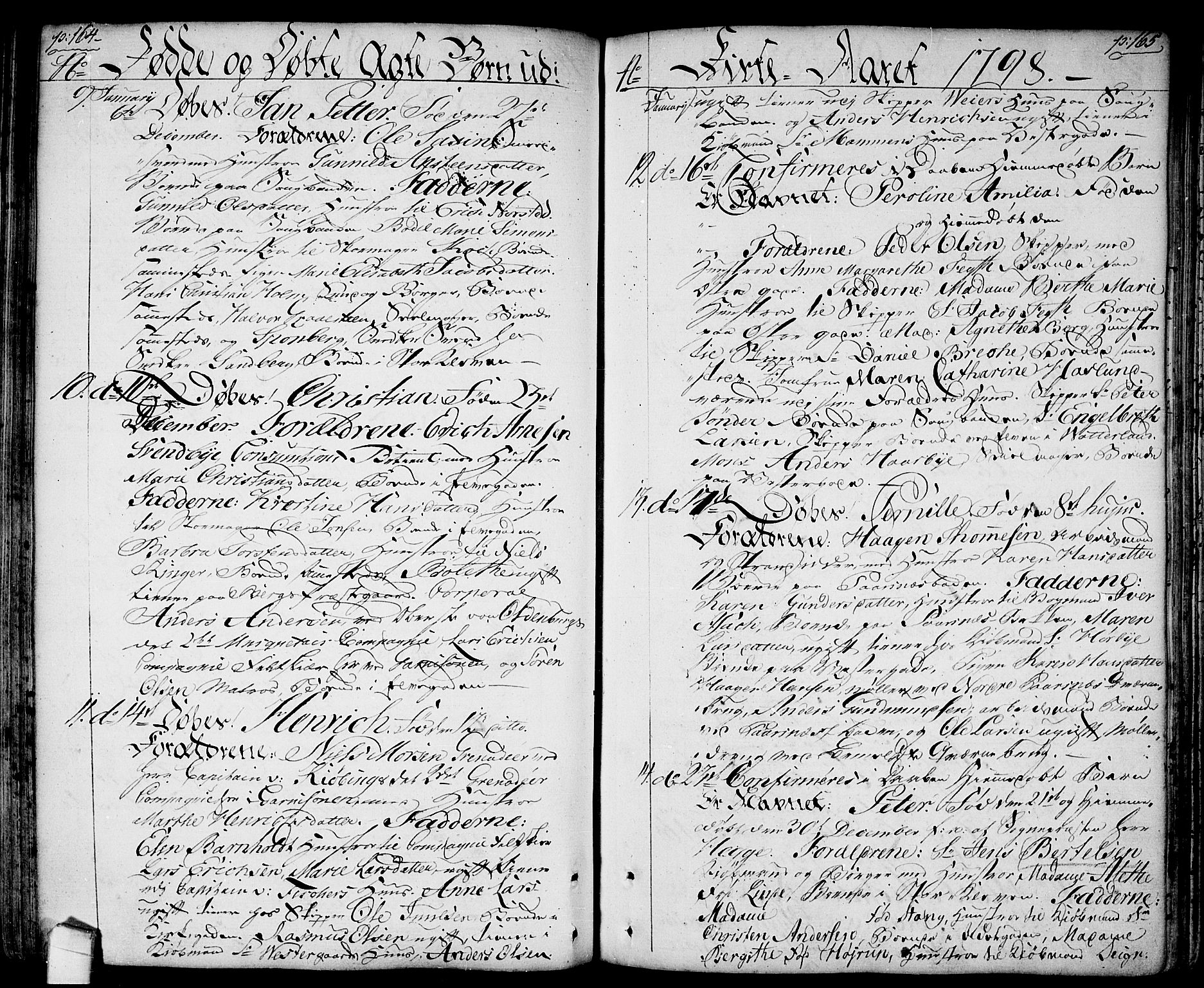 Halden prestekontor Kirkebøker, SAO/A-10909/F/Fa/L0002: Parish register (official) no. I 2, 1792-1812, p. 164-165