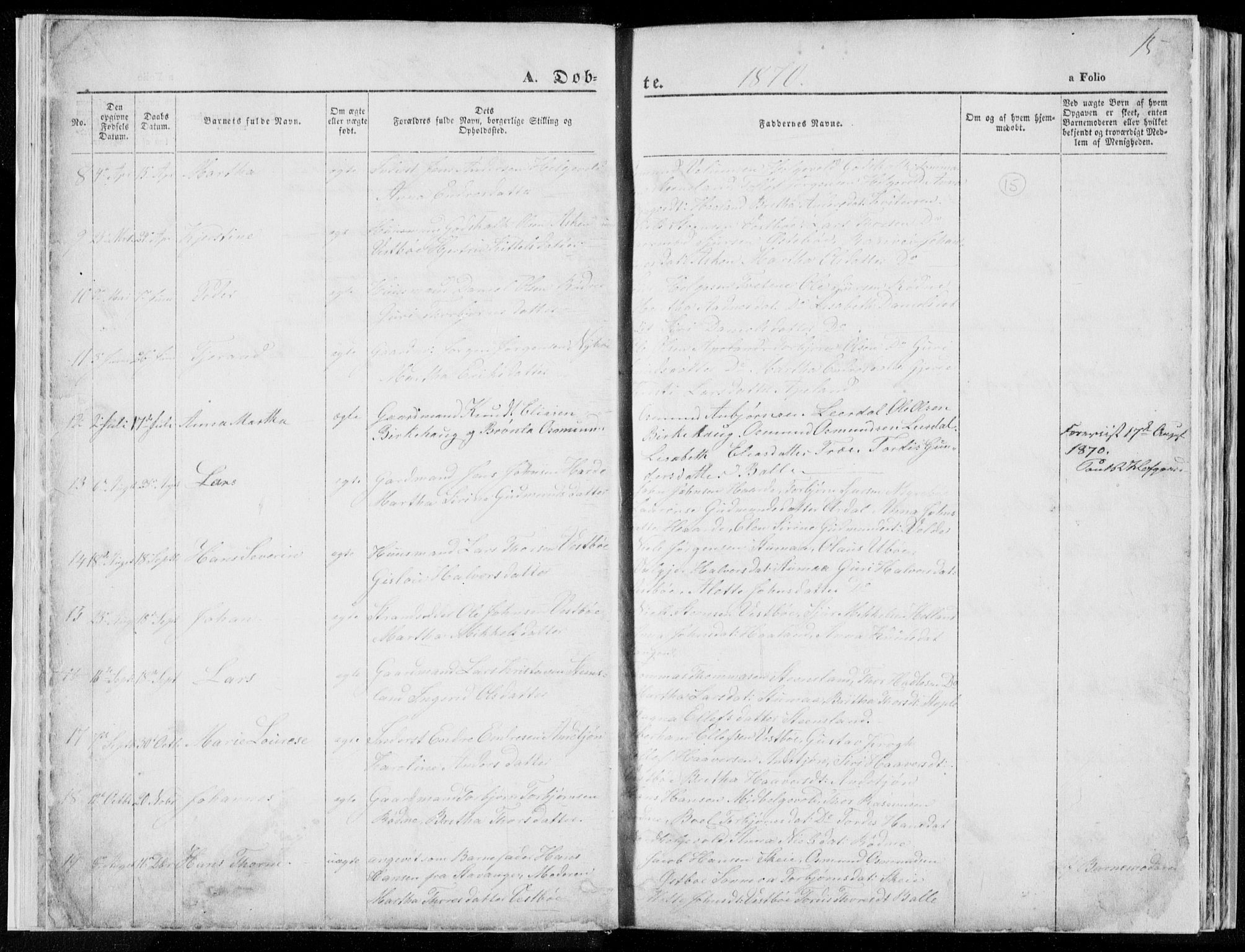 Vikedal sokneprestkontor, SAST/A-101840/01/V: Parish register (copy) no. B 10, 1864-1926, p. 15