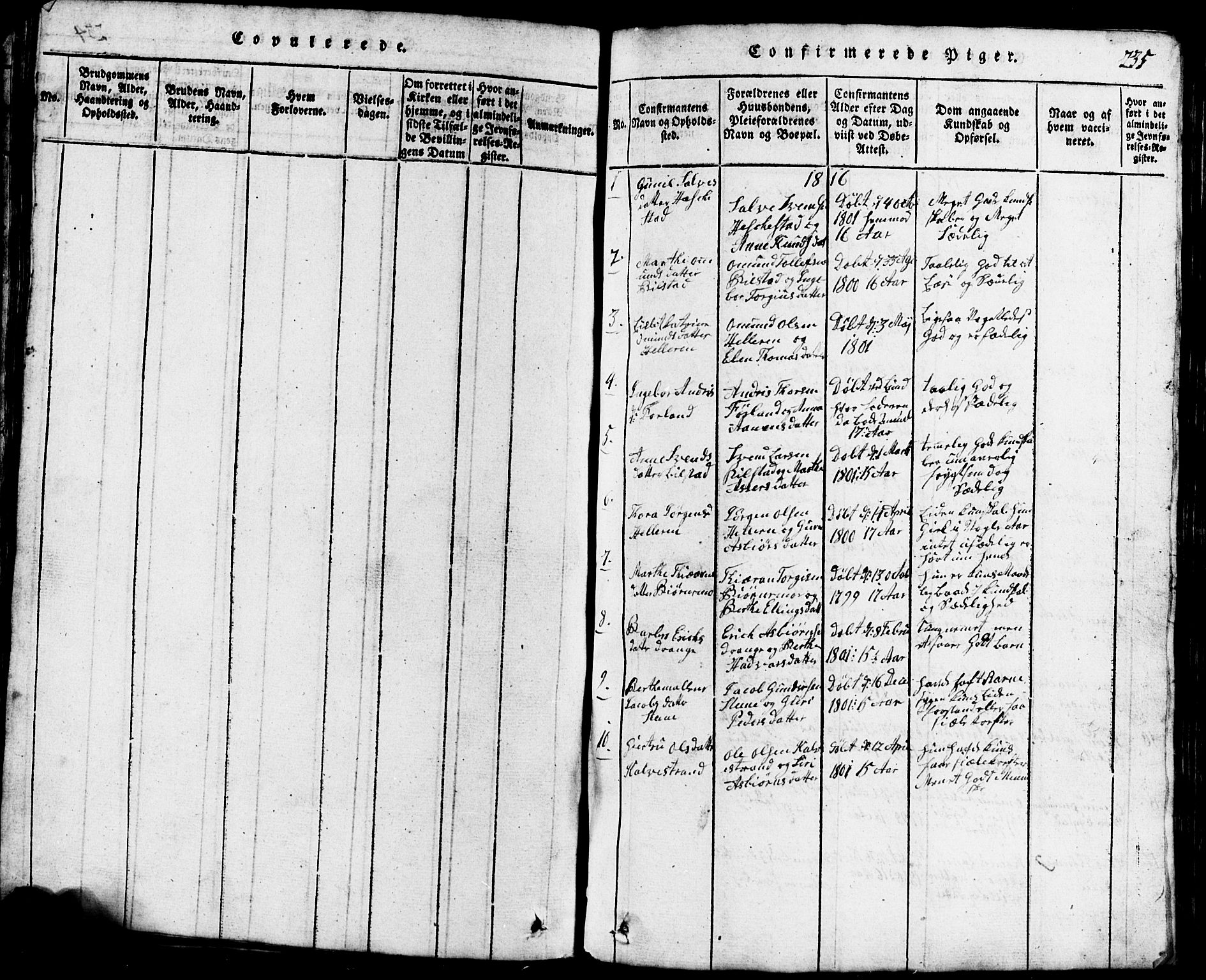 Lund sokneprestkontor, SAST/A-101809/S07/L0001: Parish register (copy) no. B 1, 1815-1853, p. 235