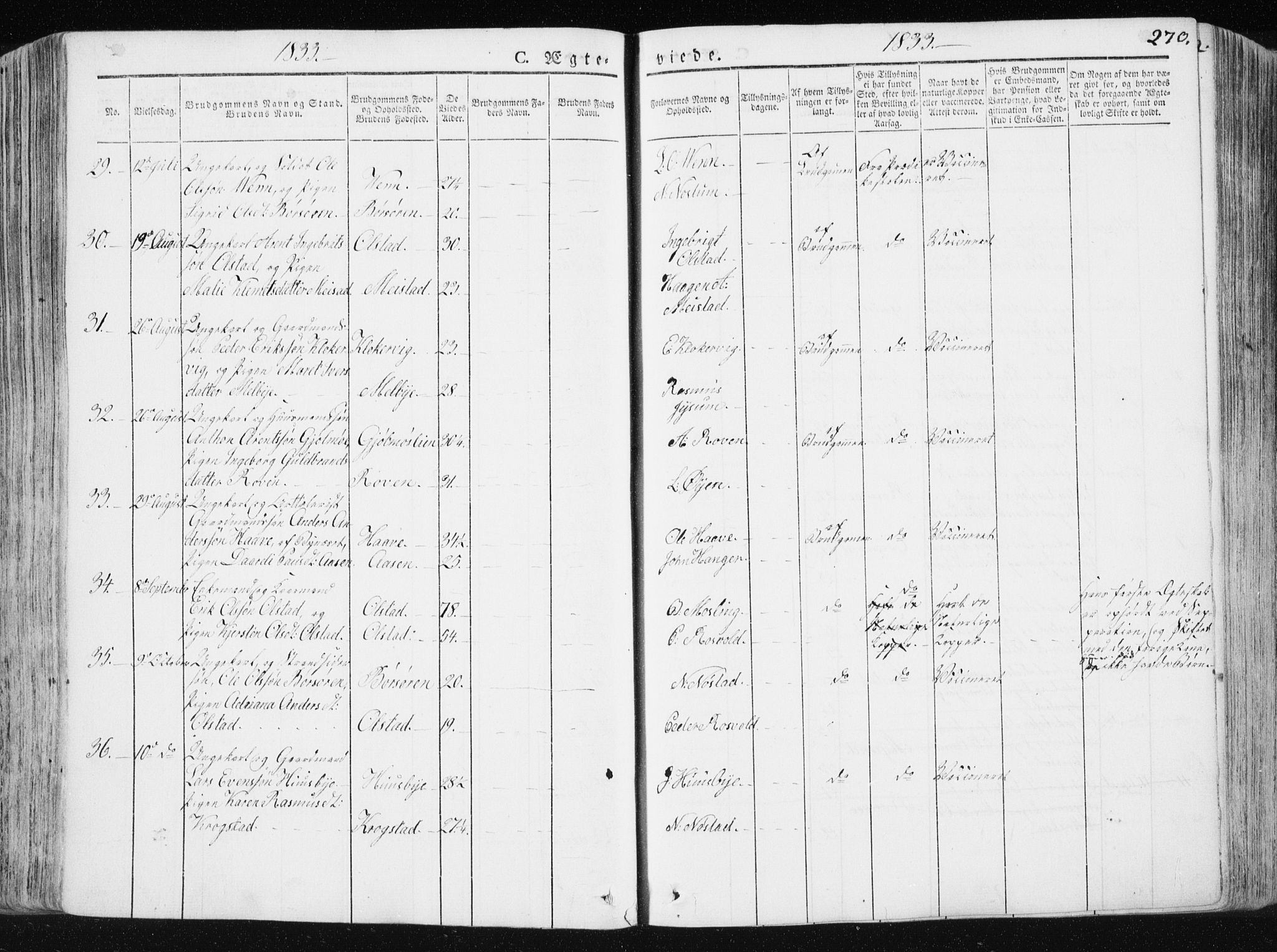 Ministerialprotokoller, klokkerbøker og fødselsregistre - Sør-Trøndelag, SAT/A-1456/665/L0771: Parish register (official) no. 665A06, 1830-1856, p. 270