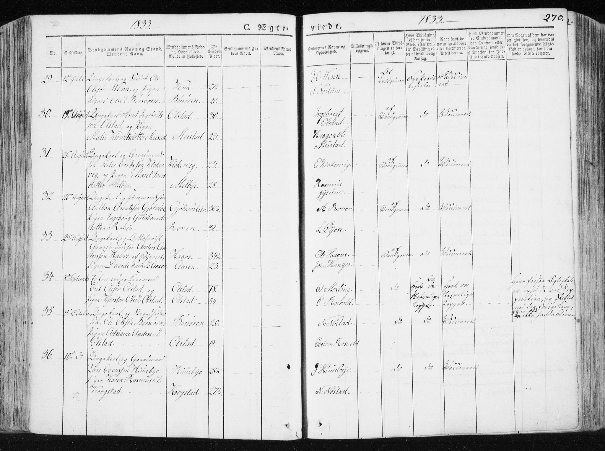 Ministerialprotokoller, klokkerbøker og fødselsregistre - Sør-Trøndelag, AV/SAT-A-1456/665/L0771: Parish register (official) no. 665A06, 1830-1856, p. 270