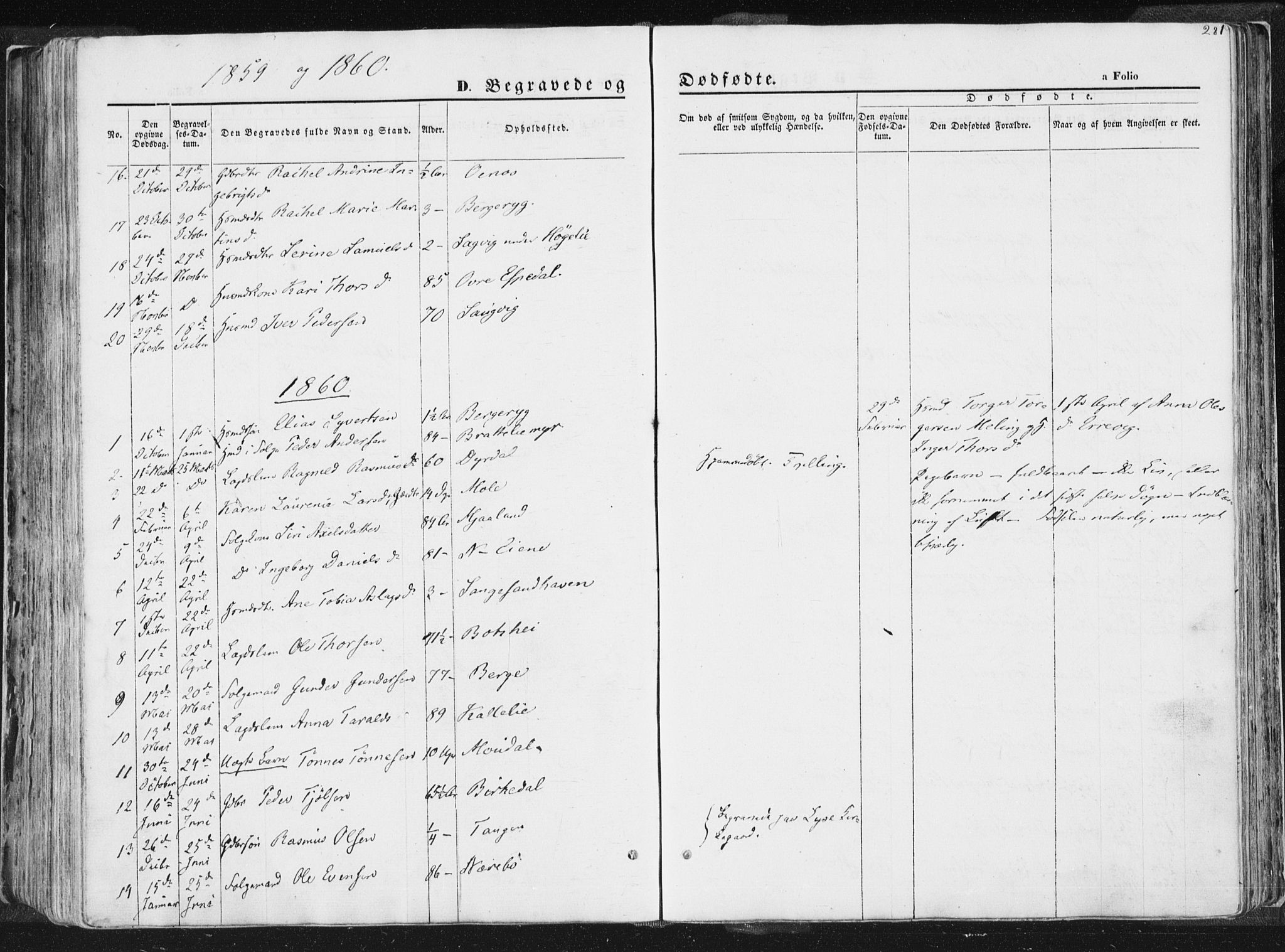 Høgsfjord sokneprestkontor, SAST/A-101624/H/Ha/Haa/L0001: Parish register (official) no. A 1, 1854-1875, p. 281