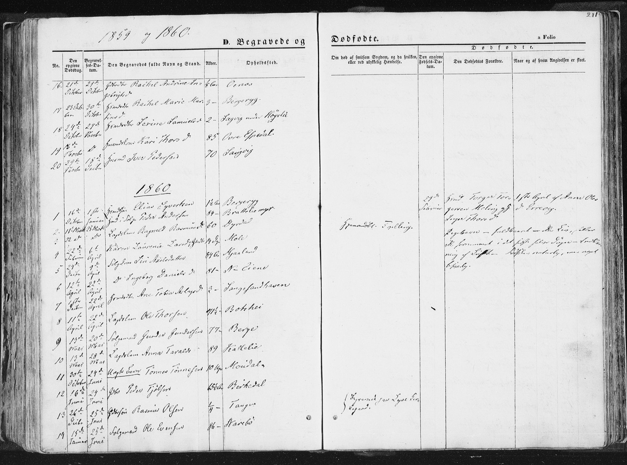 Høgsfjord sokneprestkontor, AV/SAST-A-101624/H/Ha/Haa/L0001: Parish register (official) no. A 1, 1854-1875, p. 281