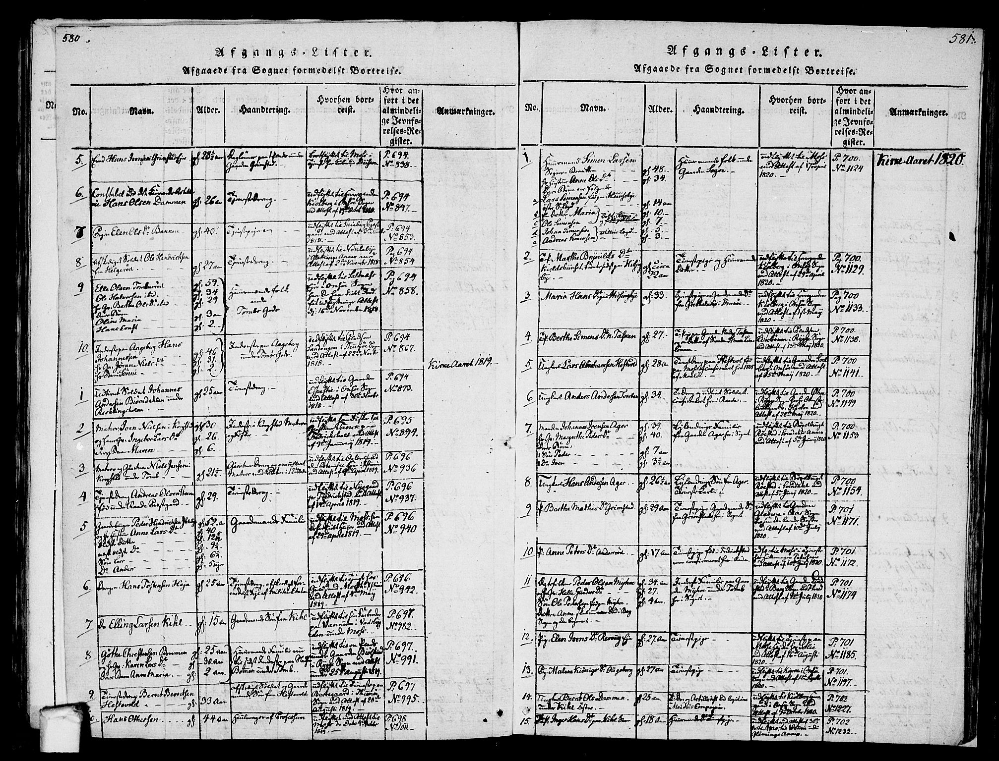 Råde prestekontor kirkebøker, AV/SAO-A-2009/F/Fa/L0004: Parish register (official) no. 4, 1814-1830, p. 580-581