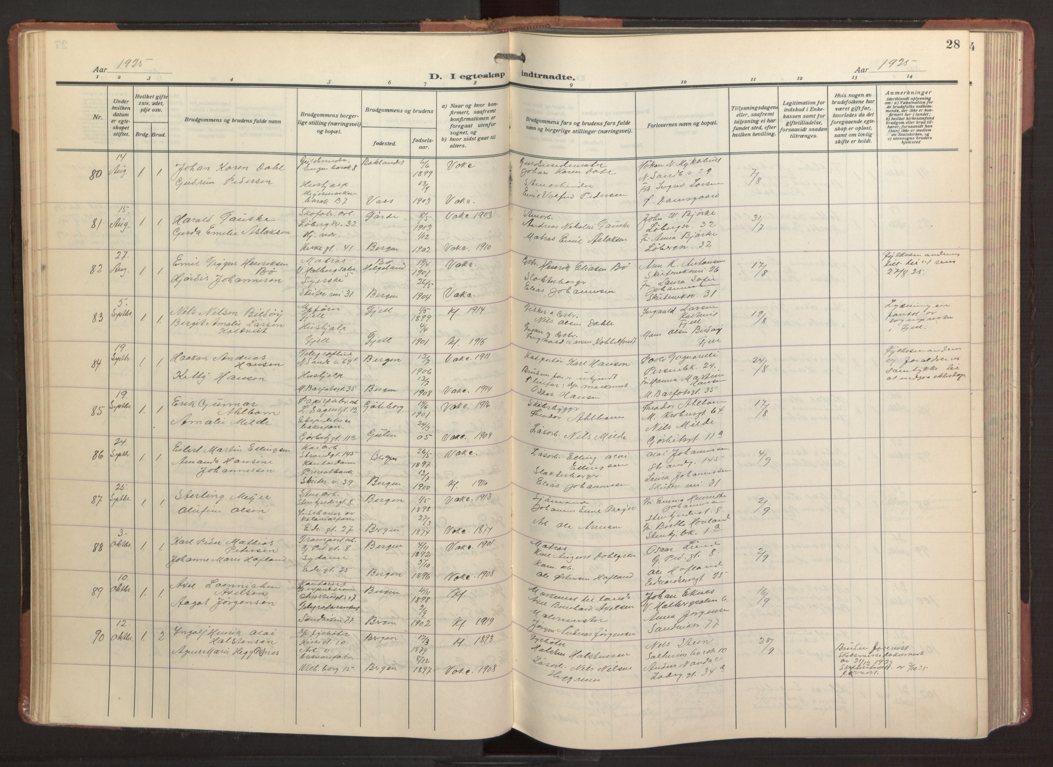 Sandviken Sokneprestembete, AV/SAB-A-77601/H/Ha/L0016: Parish register (official) no. D 3, 1923-1940, p. 28