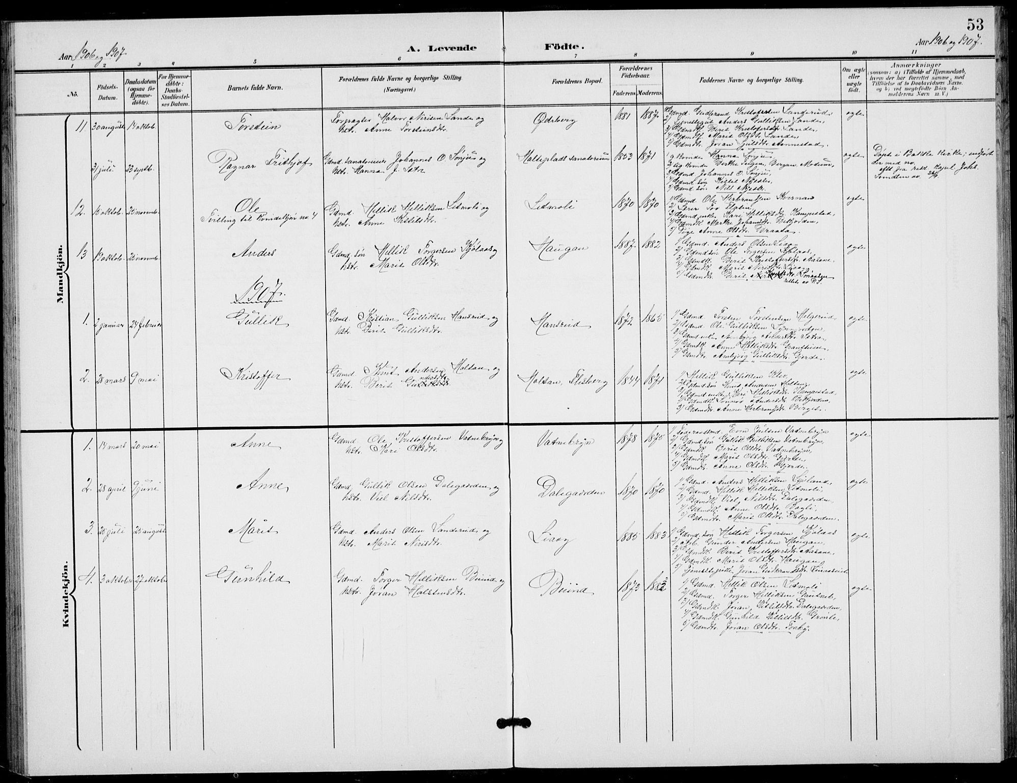 Flesberg kirkebøker, AV/SAKO-A-18/G/Ga/L0005: Parish register (copy) no. I 5, 1899-1908, p. 53