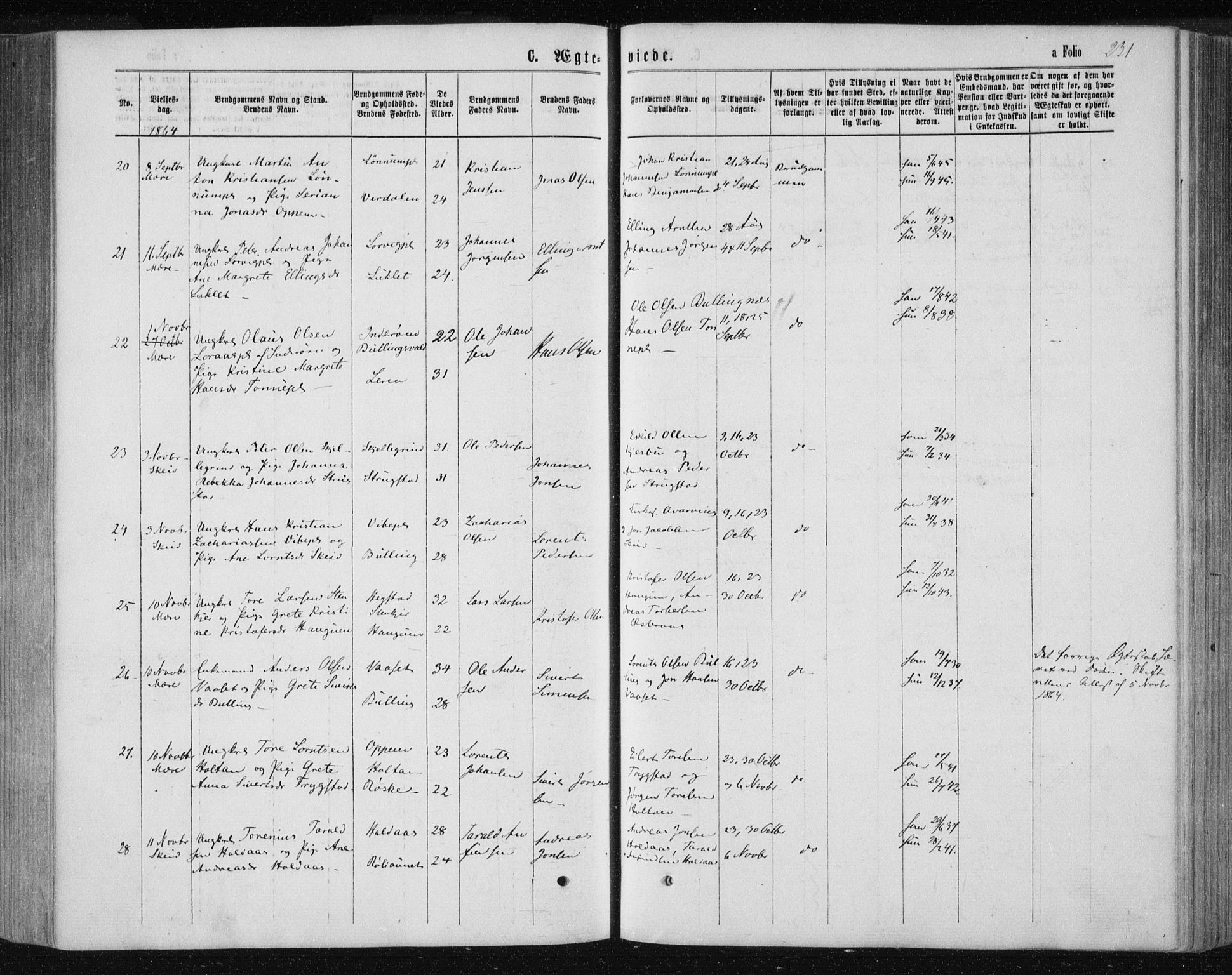 Ministerialprotokoller, klokkerbøker og fødselsregistre - Nord-Trøndelag, SAT/A-1458/735/L0345: Parish register (official) no. 735A08 /1, 1863-1872, p. 231