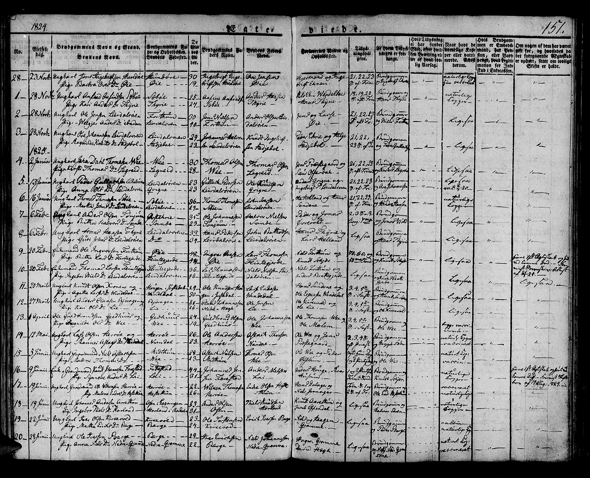 Lærdal sokneprestembete, SAB/A-81201: Parish register (official) no. A 5, 1822-1834, p. 151