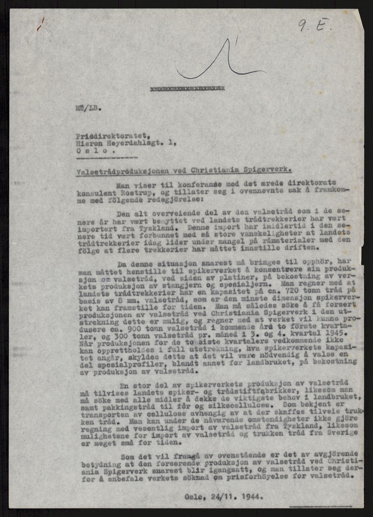 Direktoratet for industriforsyning, Sekretariatet, AV/RA-S-4153/D/Df/L0055: 9. Metallkontoret, 1940-1945, p. 67