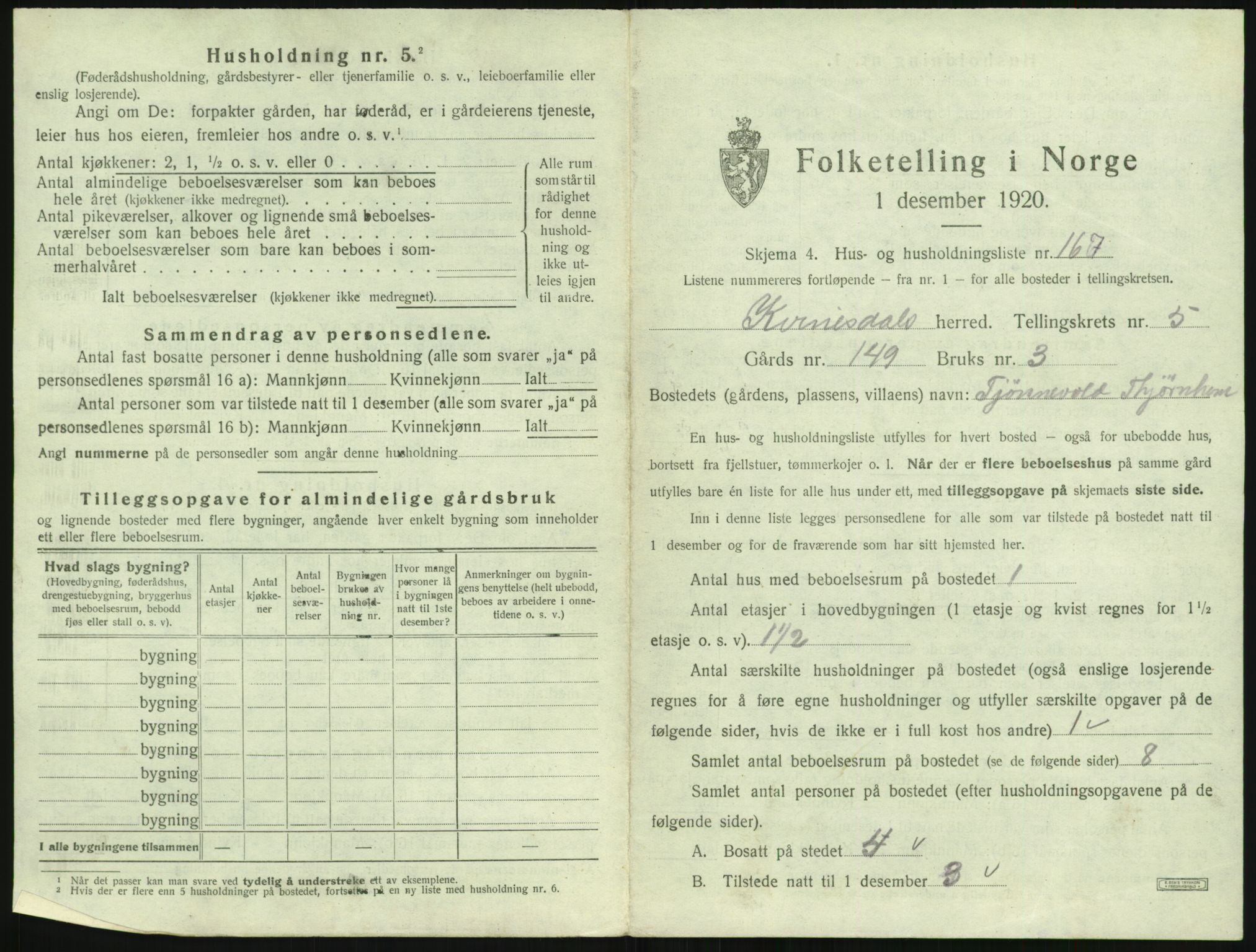 SAK, 1920 census for Kvinesdal, 1920, p. 1345