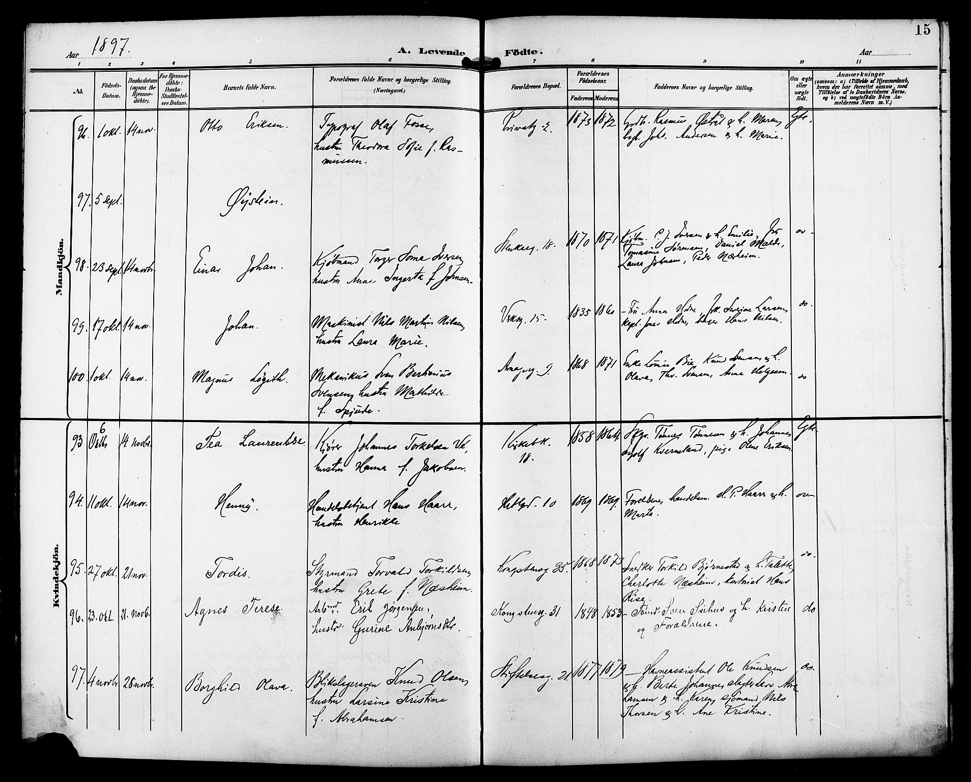 St. Petri sokneprestkontor, AV/SAST-A-101813/001/30/30BB/L0008: Parish register (copy) no. B 8, 1897-1905, p. 15