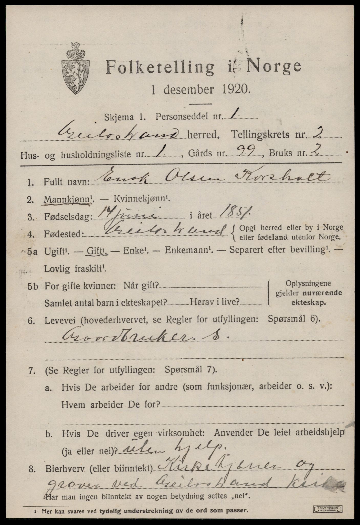 SAT, 1920 census for Geitastrand, 1920, p. 825